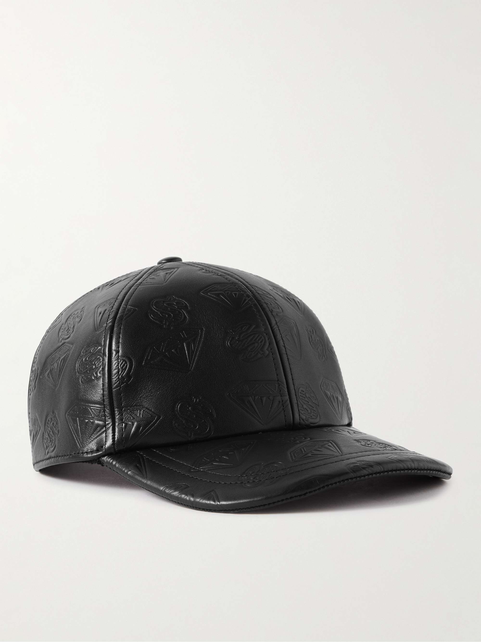 MONCLER GENIUS + Billionaire Boys Club Embossed Glossed-Leather Baseball Cap  for Men