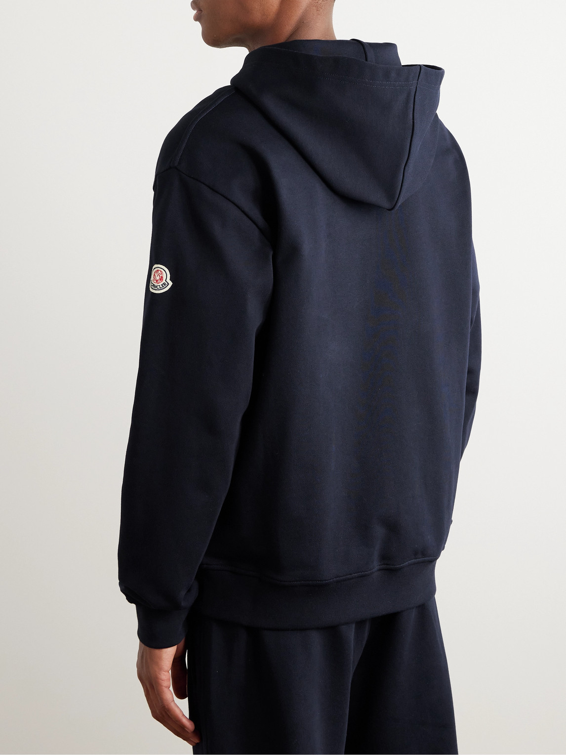 Shop Moncler Genius Billionaire Boys Club Logo-print Appliquéd Cotton-jersey Hoodie In Blue