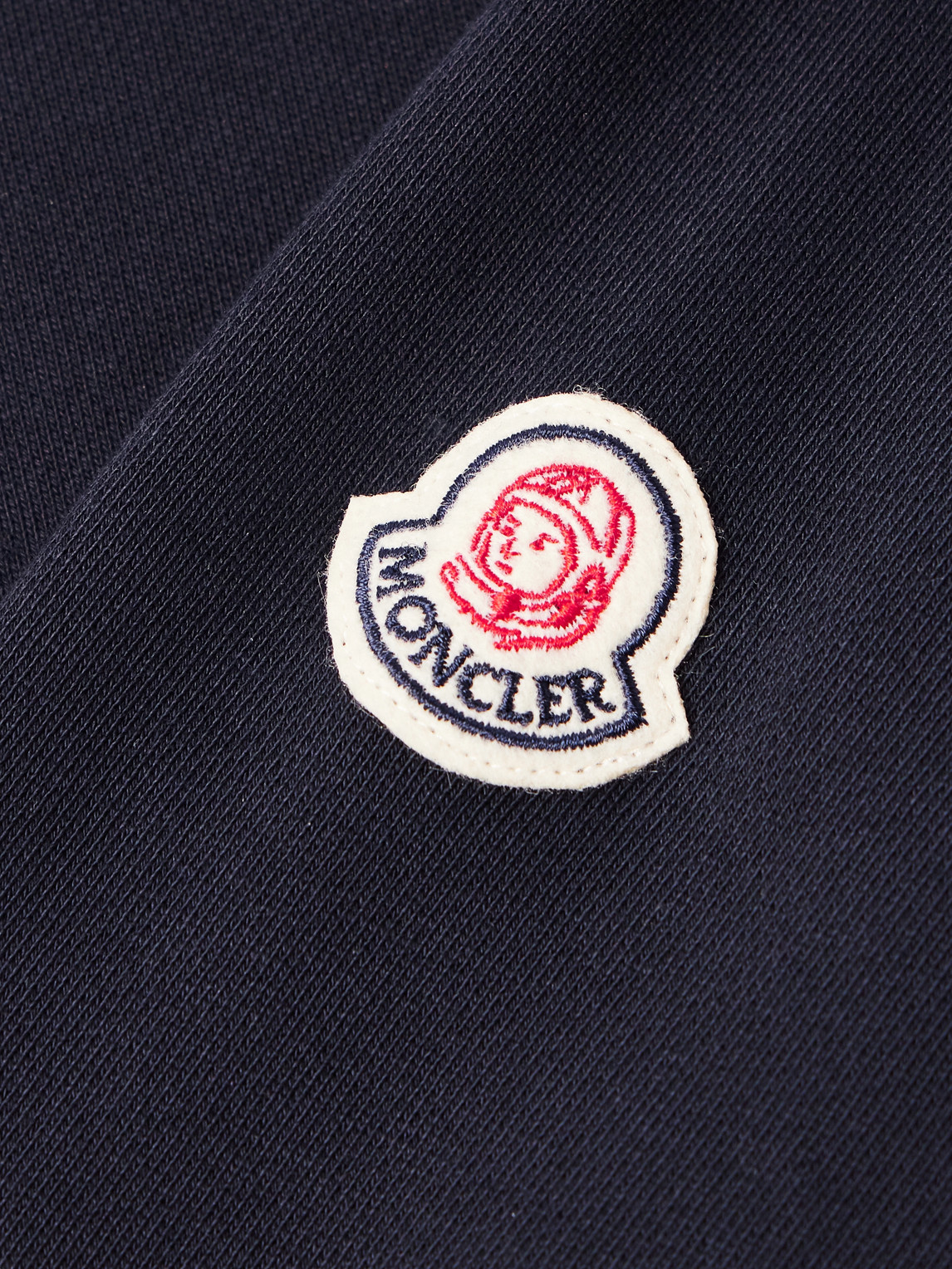 Moncler Genius Billionaire Boys Club Logo-print Appliquéd Cotton-jersey Hoodie In Blue