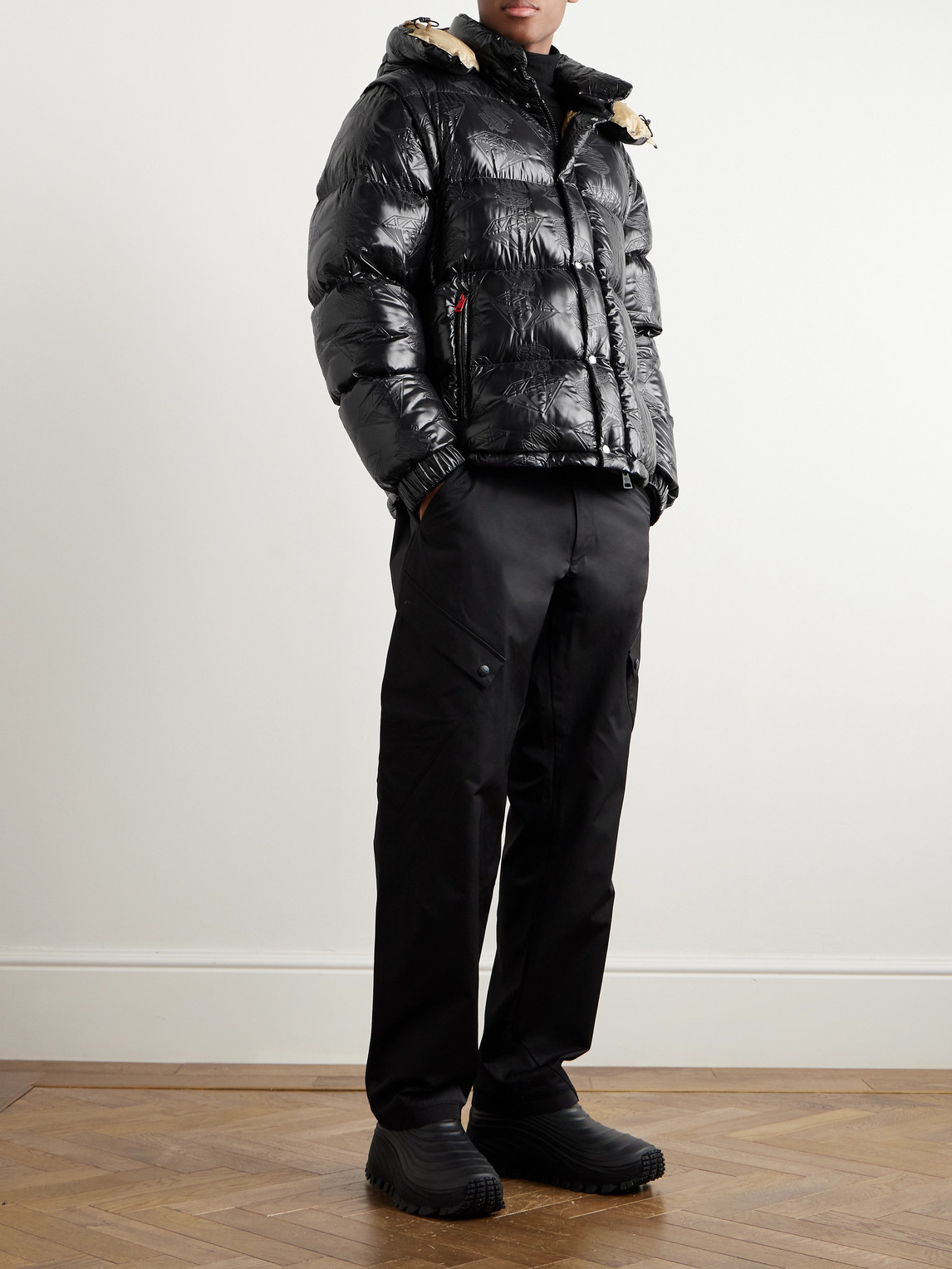 Moncler Genius Billionare Boys Club Convertible Quilted Shell Down Jacket In Black