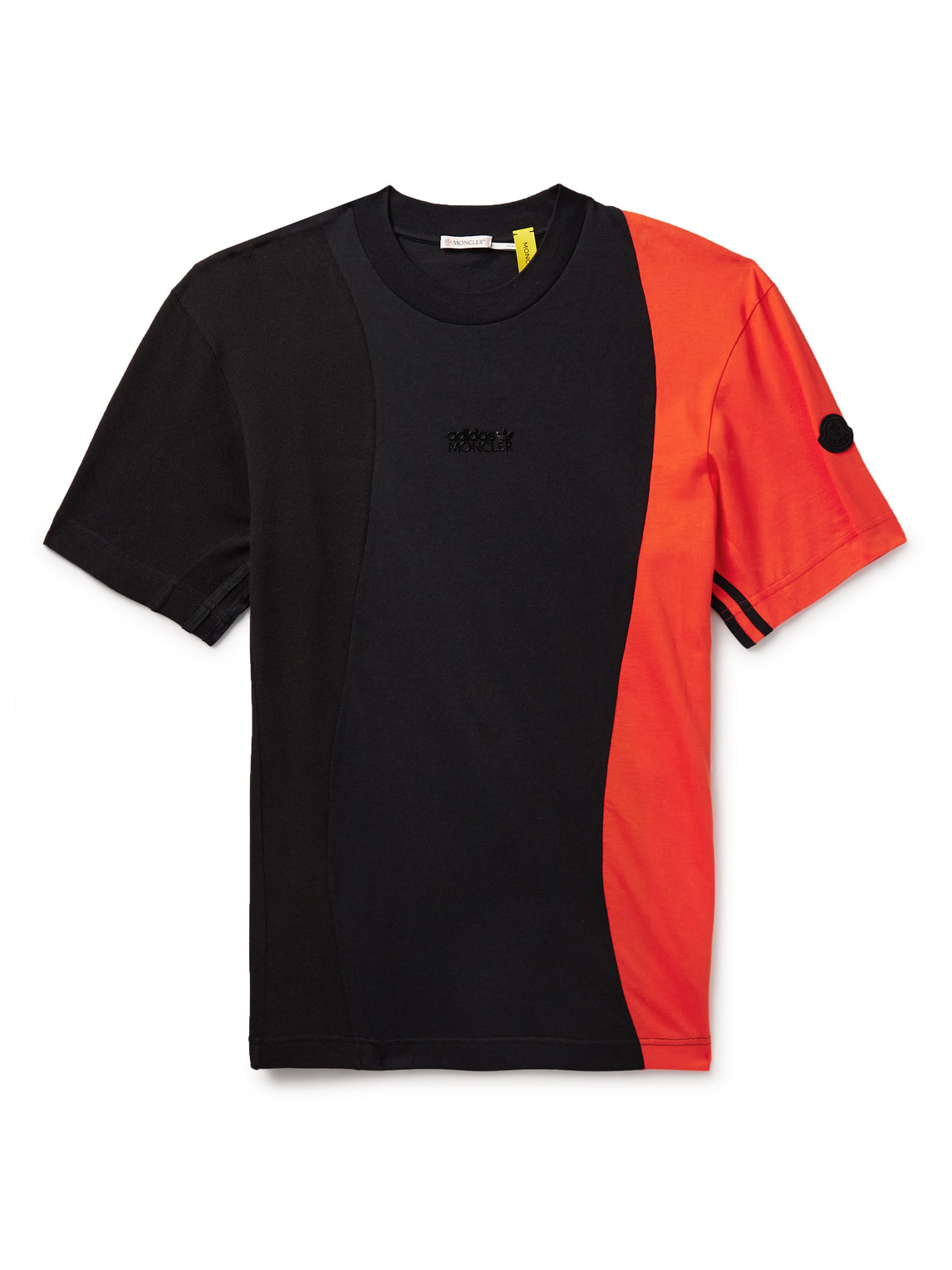 Moncler Genius Adidas Originals Logo-appliquéd Panelled Cotton-piqué And Jersey T-shirt In Black