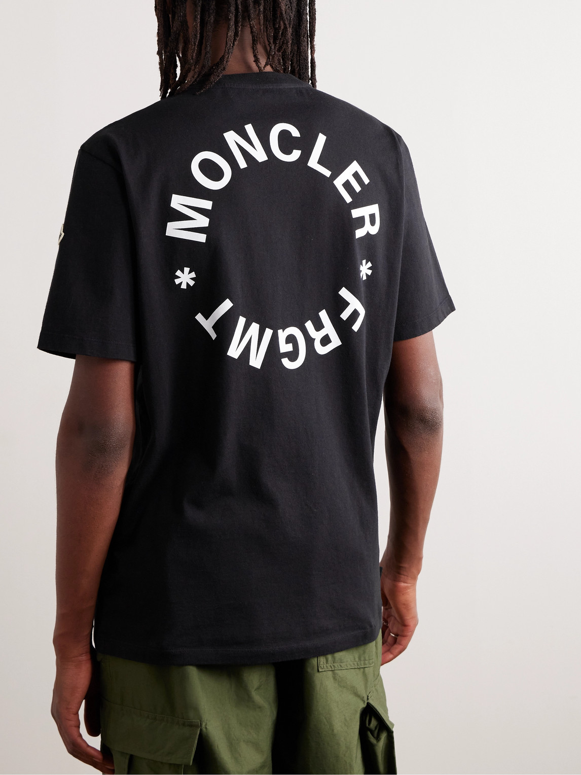 Shop Moncler Genius 7 Moncler Frgmt Hiroshi Fujiwara Logo-print Cotton-jersey T-shirt In Black