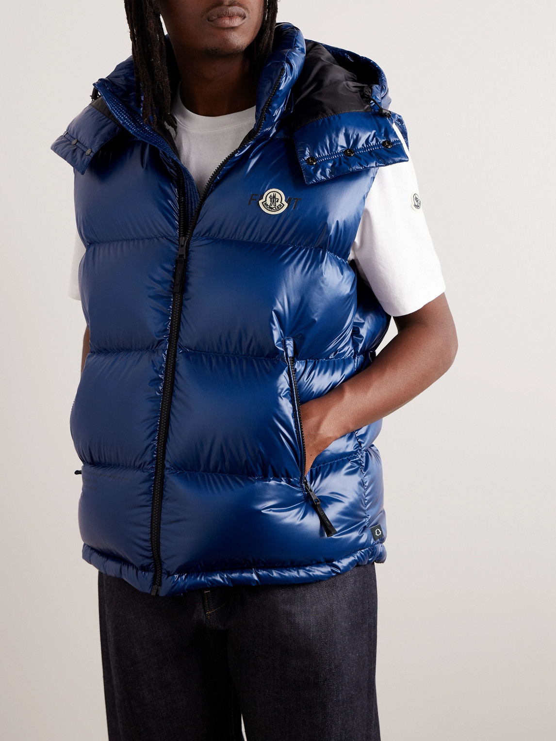 Moncler Genius 7 Moncler Frgmt Hiroshi Fujiwara Quilted Shell Hooded Down Gilet In Blue