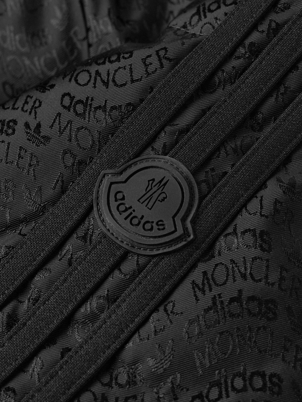 Shop Moncler Genius Adidas Originals Alpbach Quilted Logo-jacquard Shell Hooded Down Jacket In Black