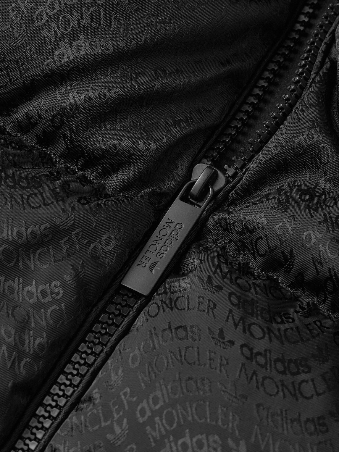 Moncler Genius Adidas Originals Alpbach Quilted Logo-jacquard Shell Hooded Down Jacket In Black