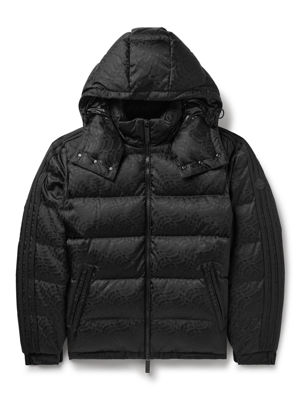 Moncler Genius Adidas Originals Alpbach Quilted Logo-jacquard Shell Hooded Down Jacket In Black
