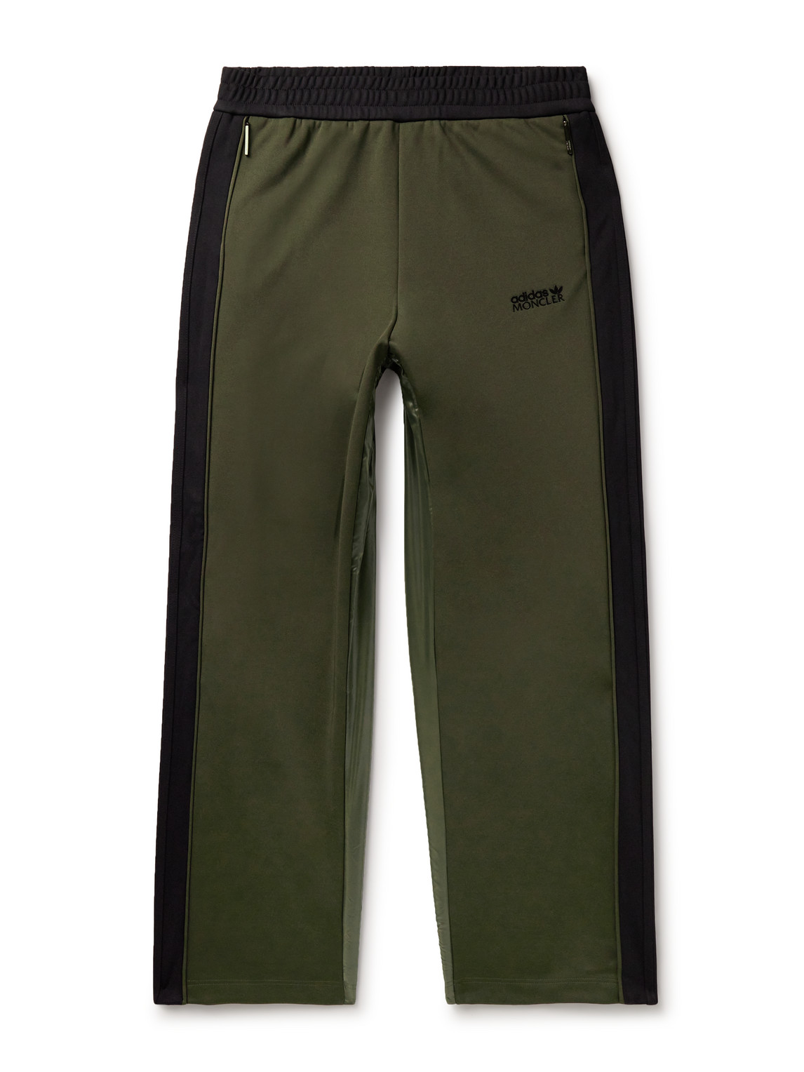 Moncler Genius Adidas Originals Straight-leg Striped Tech-jersey And Shell Sweatpants In Green