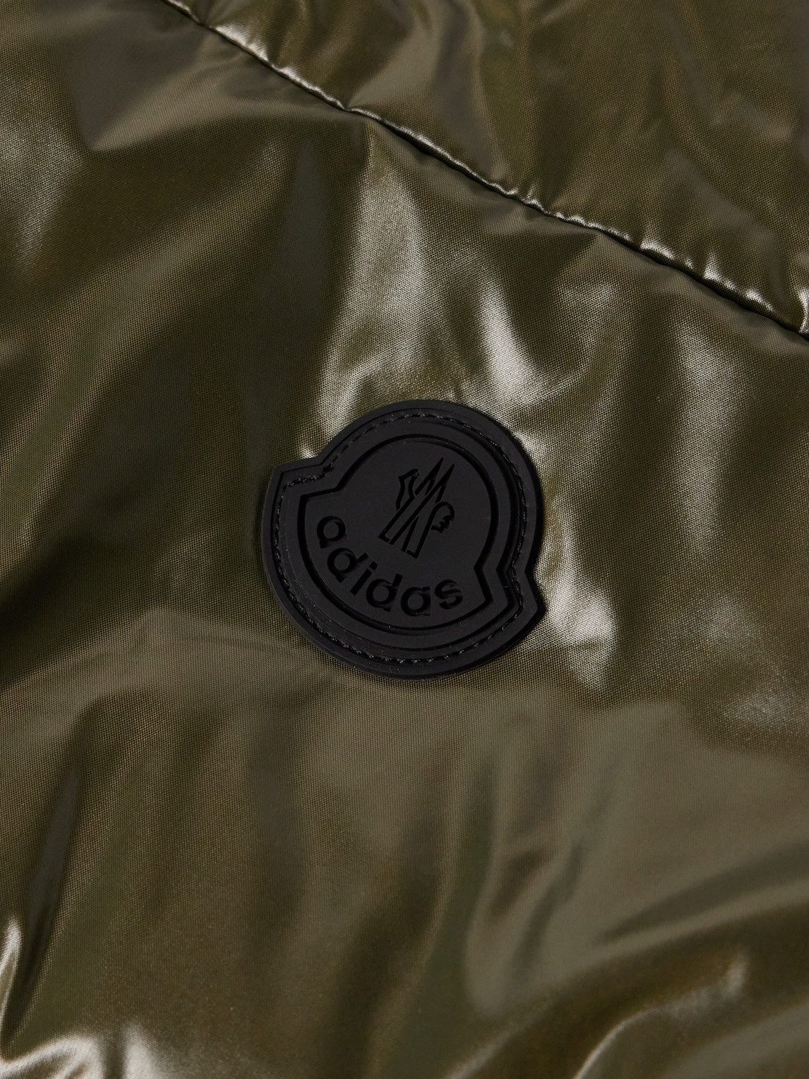 Shop Moncler Genius Adidas Originals Bozon Tech Jersey-trimmed Quilted Glossed-shell Down Gilet In Green