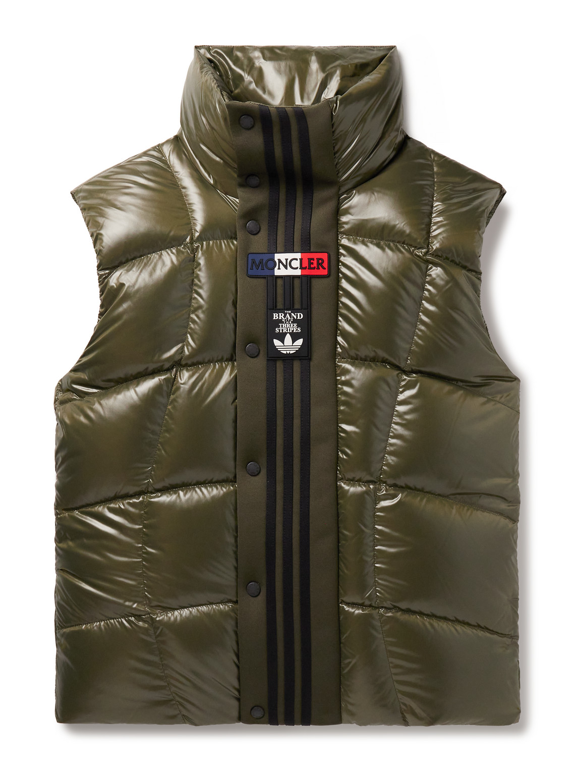 Moncler Genius Adidas Originals Bozon Tech Jersey-trimmed Quilted Glossed-shell Down Gilet In Green