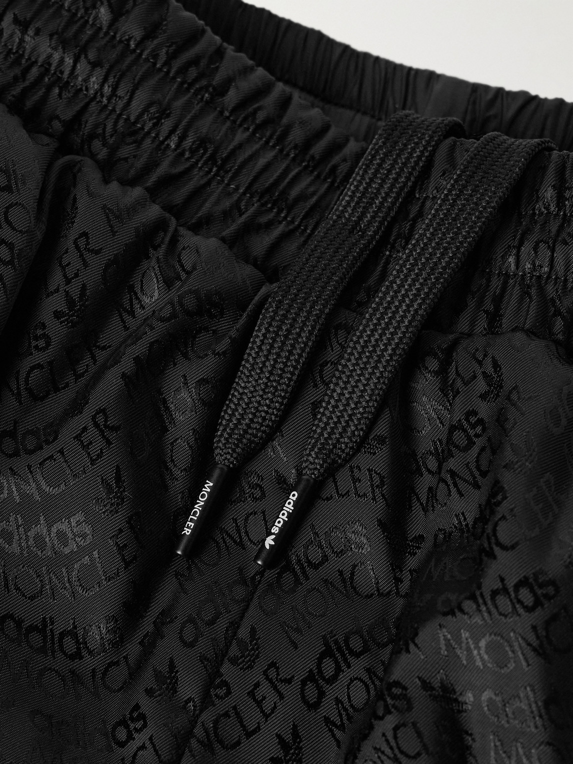 Shop Moncler Genius Adidas Originals Straight-leg Reversible Logo-jacquard Shell Down Sweatpants In Black