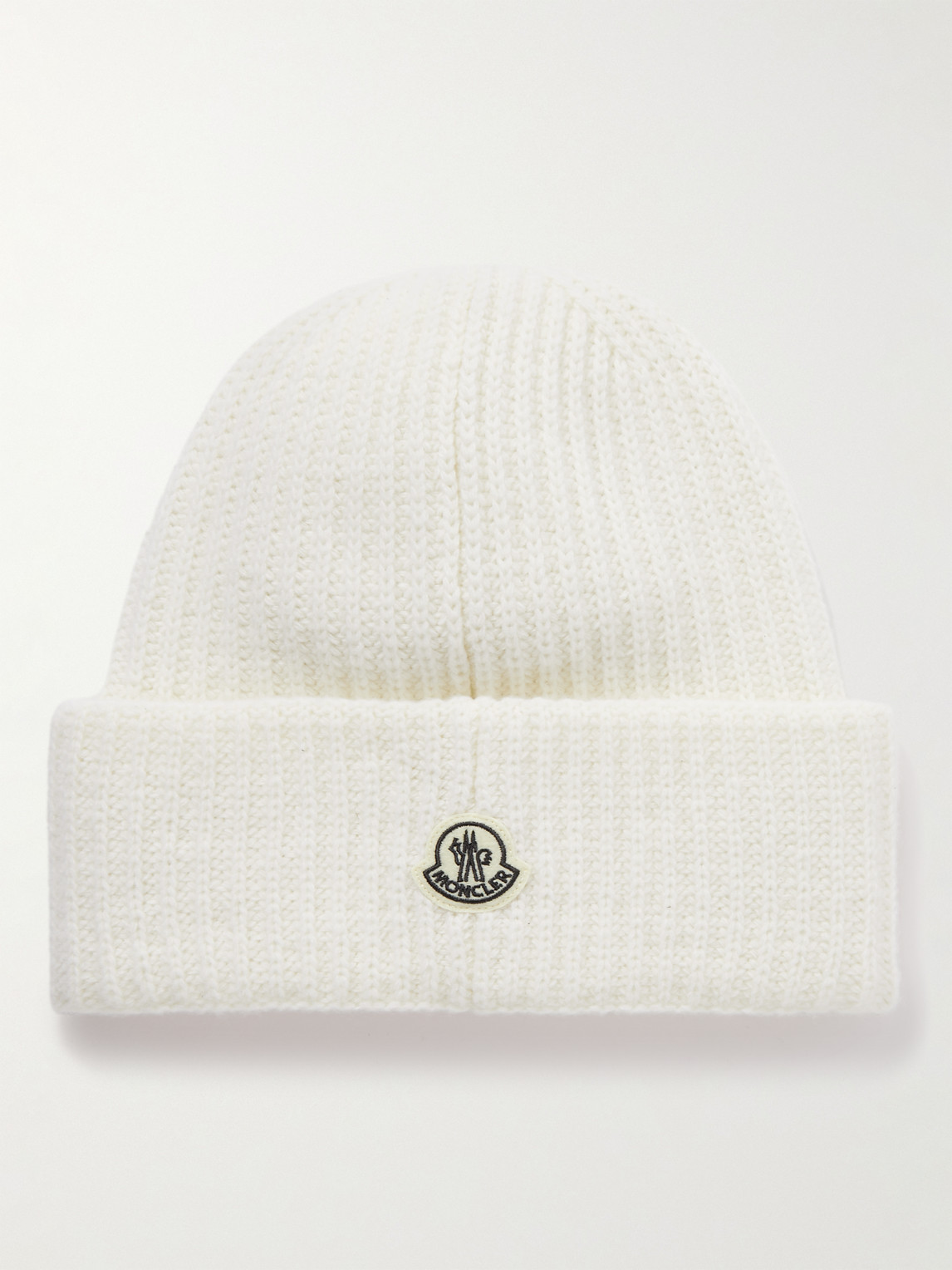 Shop Moncler Genius 7 Moncler Frgmt Hiroshi Fujiwara Logo-appliquéd Ribbed Wool Beanie In White