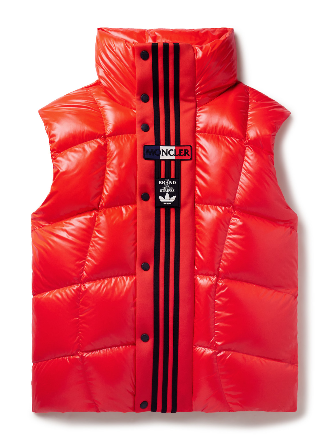 Moncler Genius Adidas Originals Tech Jersey-trimmed Quilted Glossed-shell Down Gilet In Orange