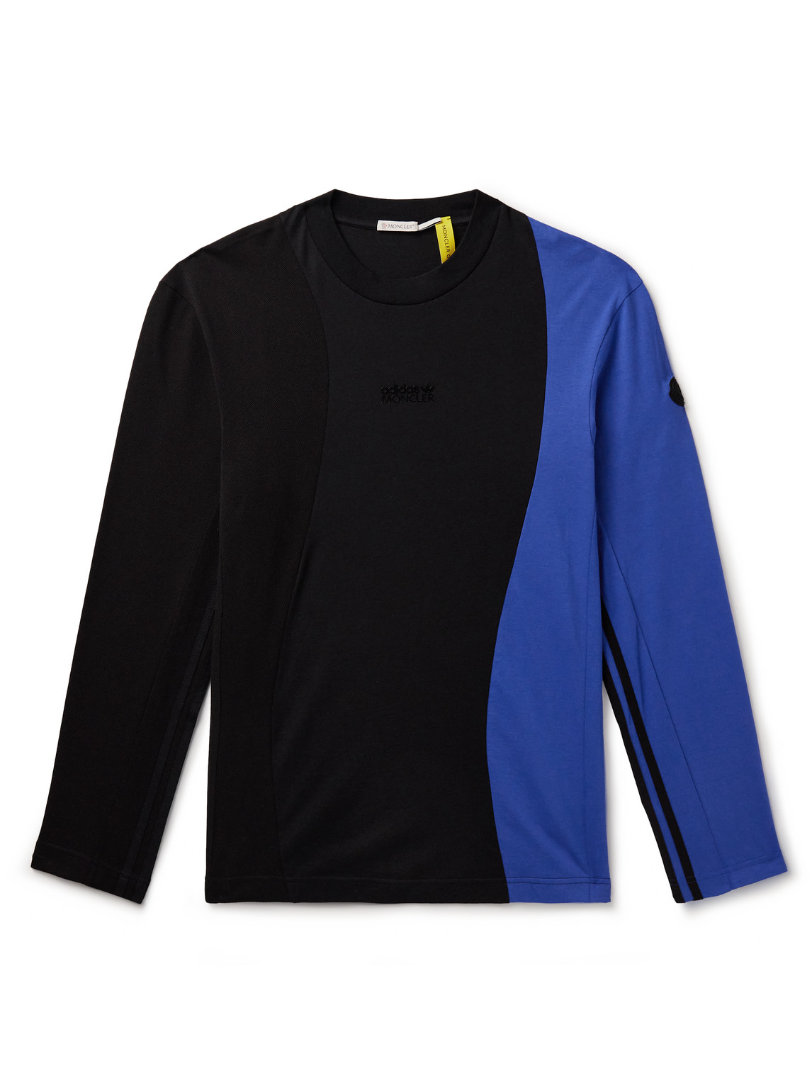 Moncler Genius Adidas Originals Logo-appliquéd Panelled Cotton-piqué And Jersey T-shirt In Blue