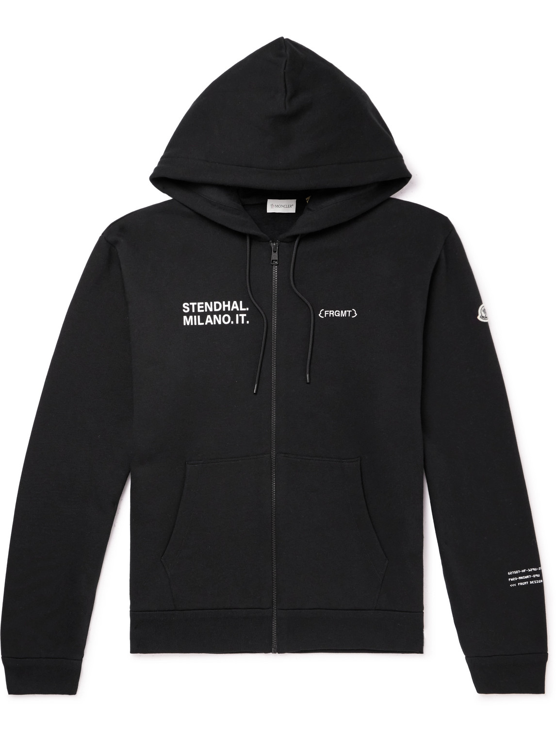 Shop Moncler Genius 7 Moncler Frgmt Hiroshi Fujiwara Logo-print Cotton-jersey Hoodie In Black