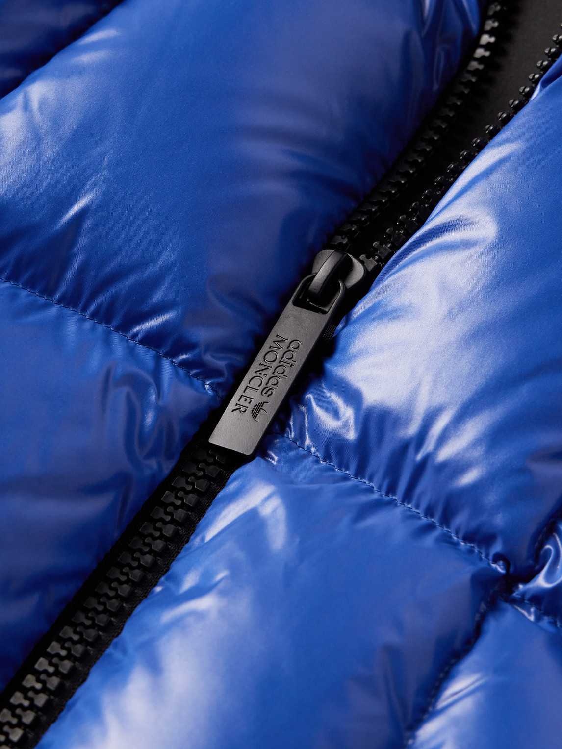 Moncler Genius Adidas Originals Beiser Tech Jersey-trimmed Quilted Glossed-shell Hooded Down Jacket In Blue