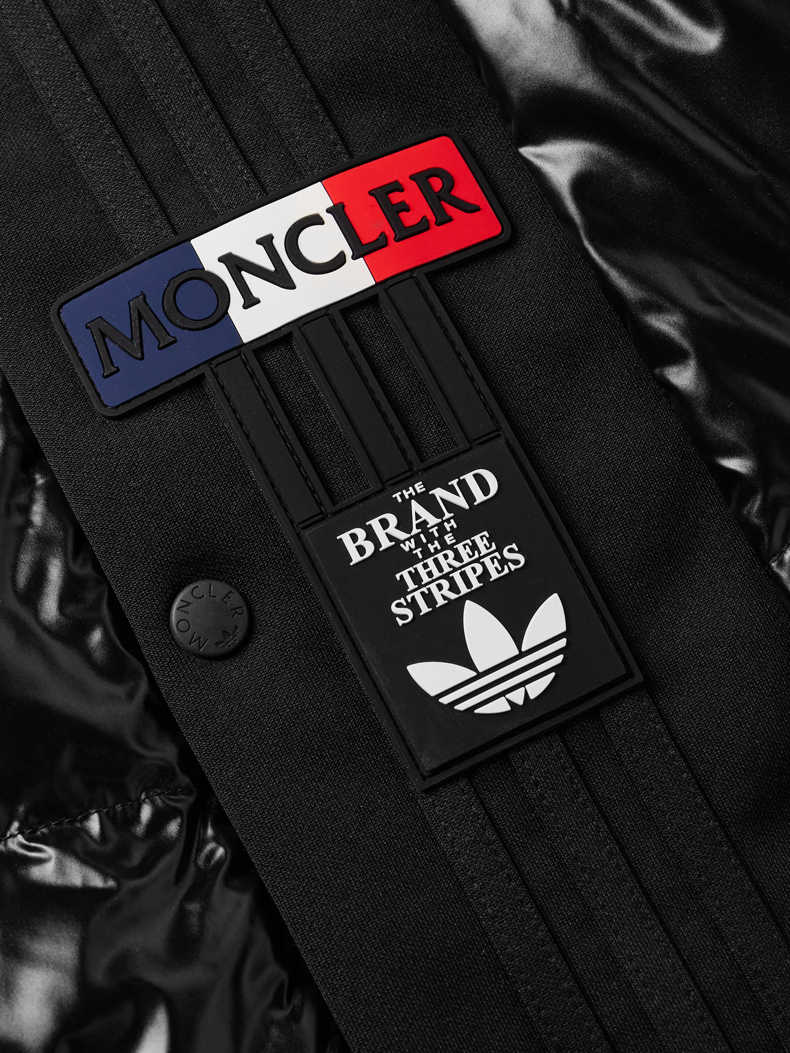 Shop Moncler Genius Adidas Originals Straight-leg Tech Jersey-trimmed Quilted Glossed-shell Down Shorts In Black