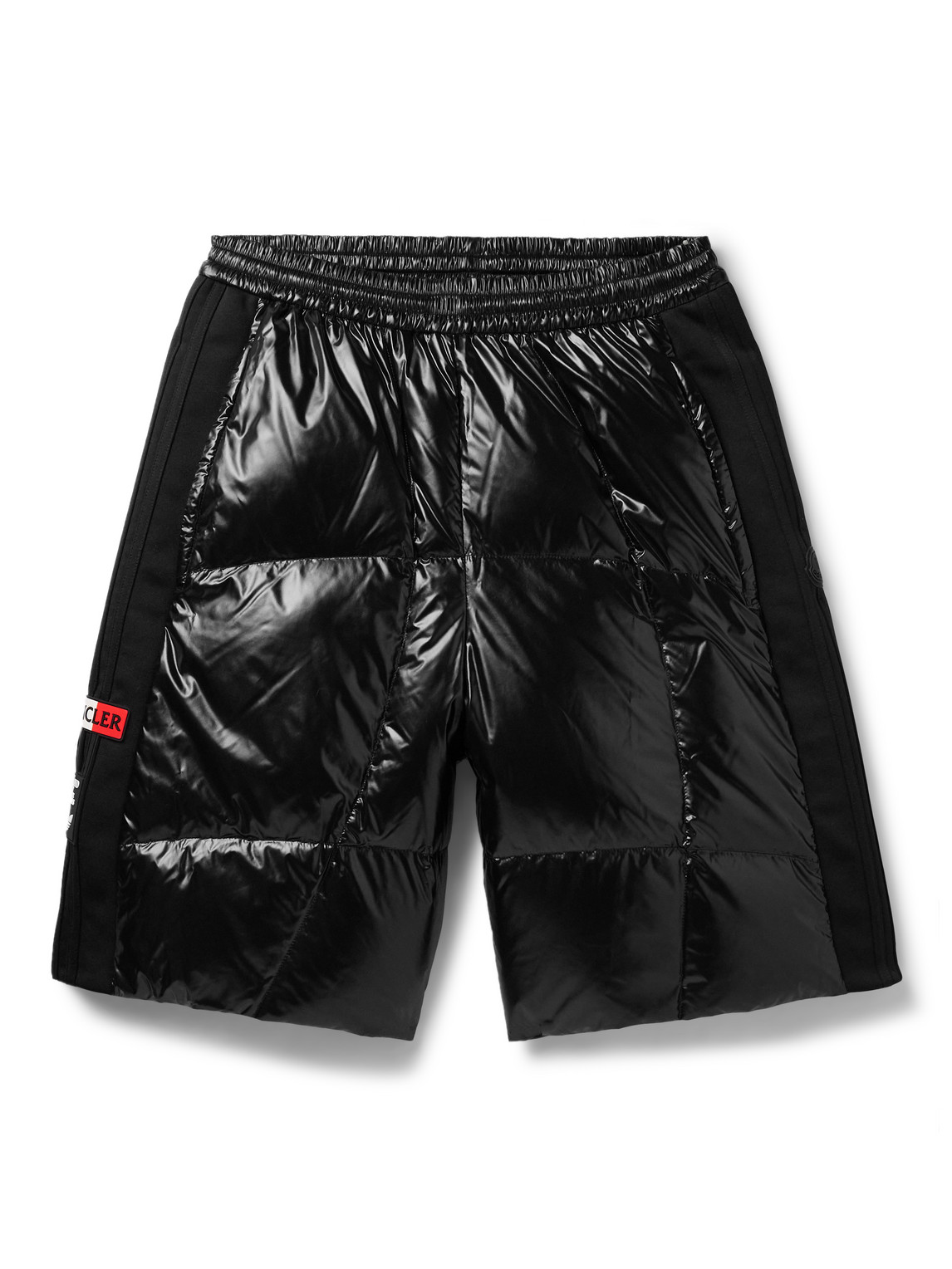 Shop Moncler Genius Adidas Originals Straight-leg Tech Jersey-trimmed Quilted Glossed-shell Down Shorts In Black