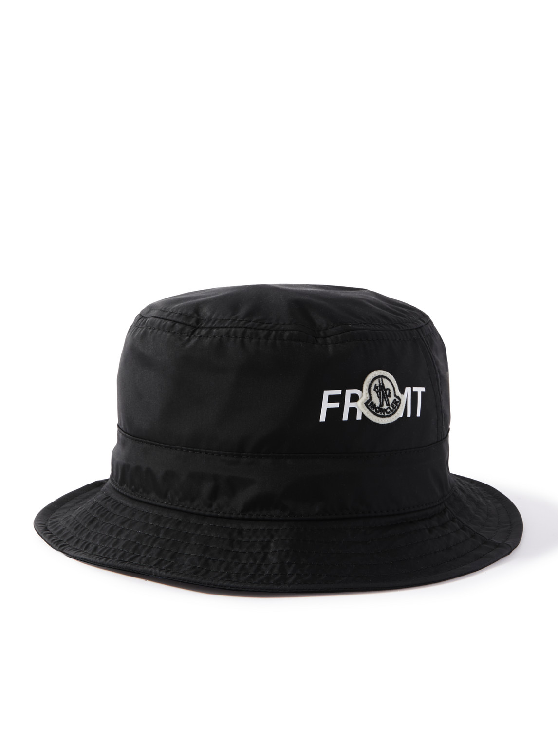 Shop Moncler Genius 7 Moncler Frgmt Hiroshi Fujiwara Logo-appliquéd Shell Bucket Hat In Black