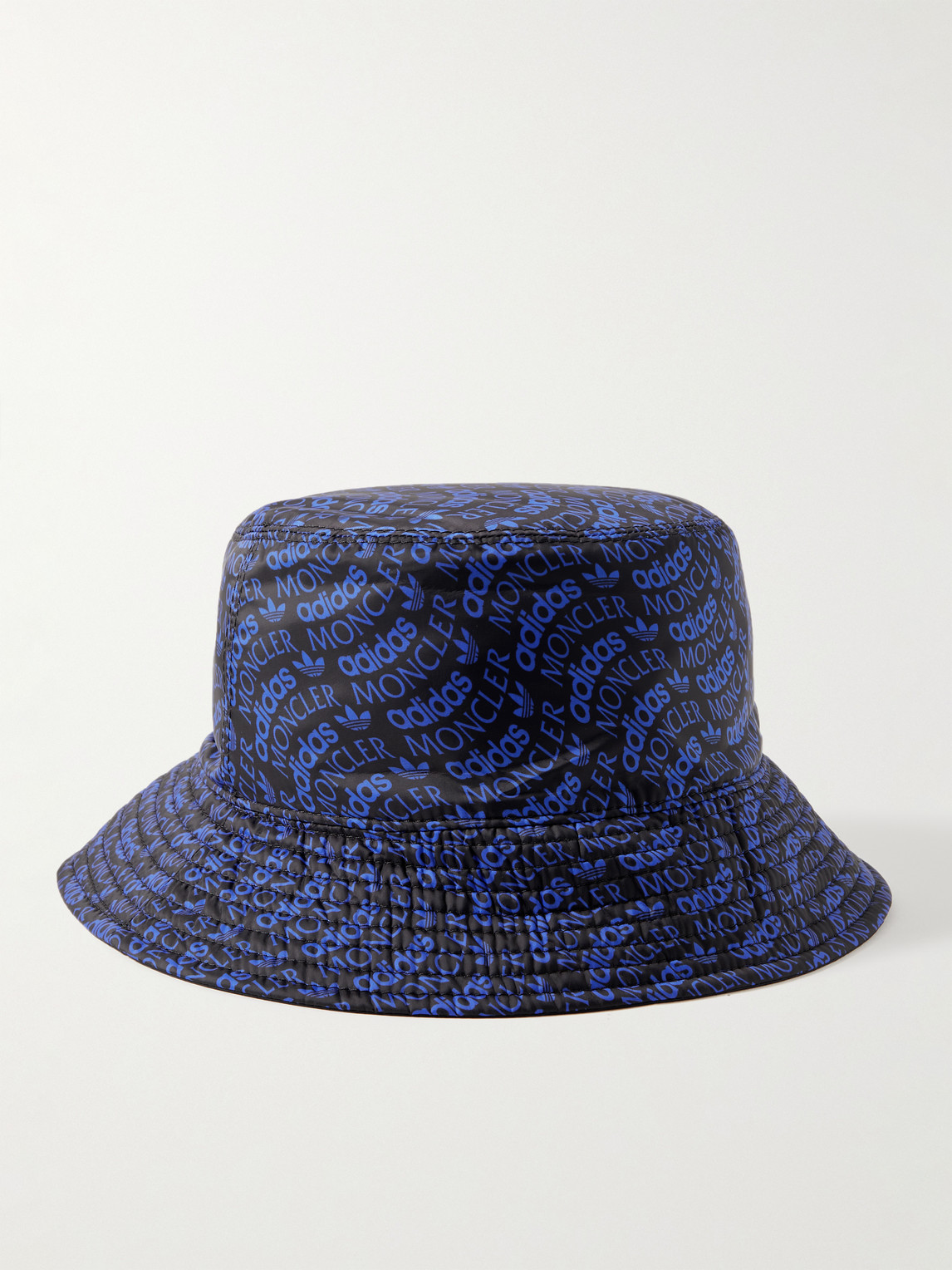 Shop Moncler Genius Adidas Originals Logo-print Appliquéd Shell Bucket Hat In Blue