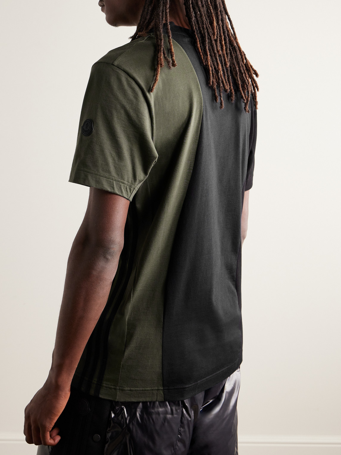 Shop Moncler Genius Adidas Originals Logo-appliquéd Panelled Cotton-piqué And Jersey T-shirt In Black