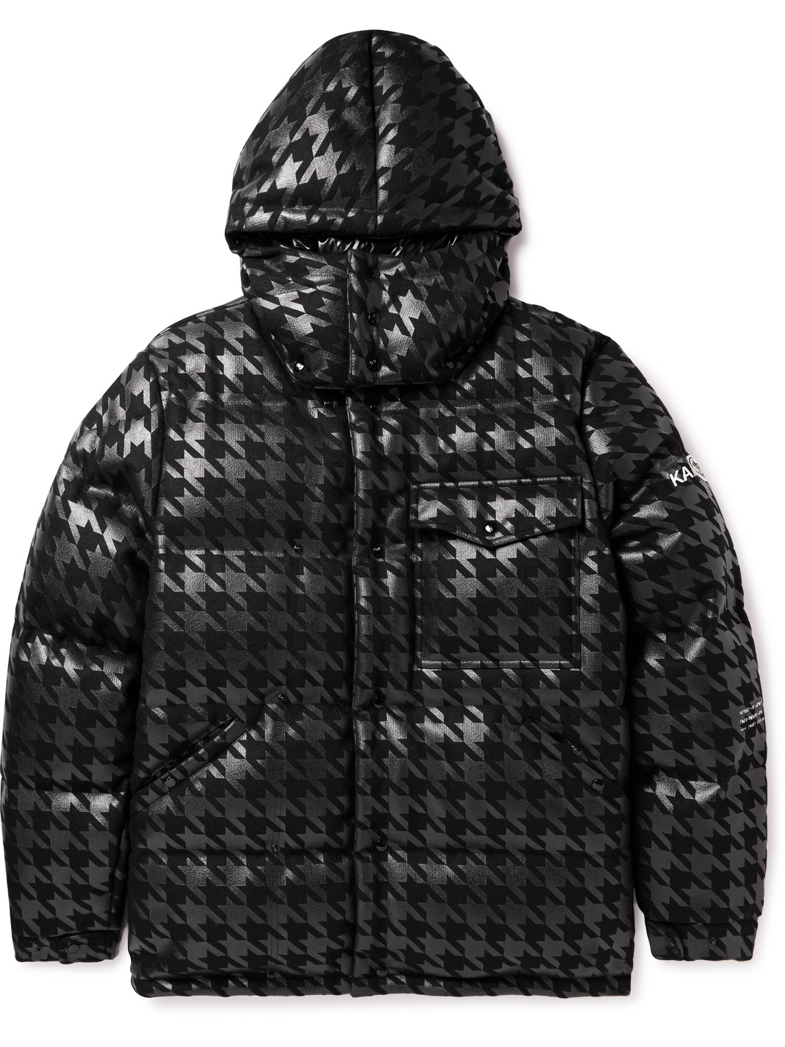 Moncler Genius 7 Moncler Frgmt Hiroshi Fujiwara Quilted Houndstooth-printed Felt Hooded Down Jacket In Black