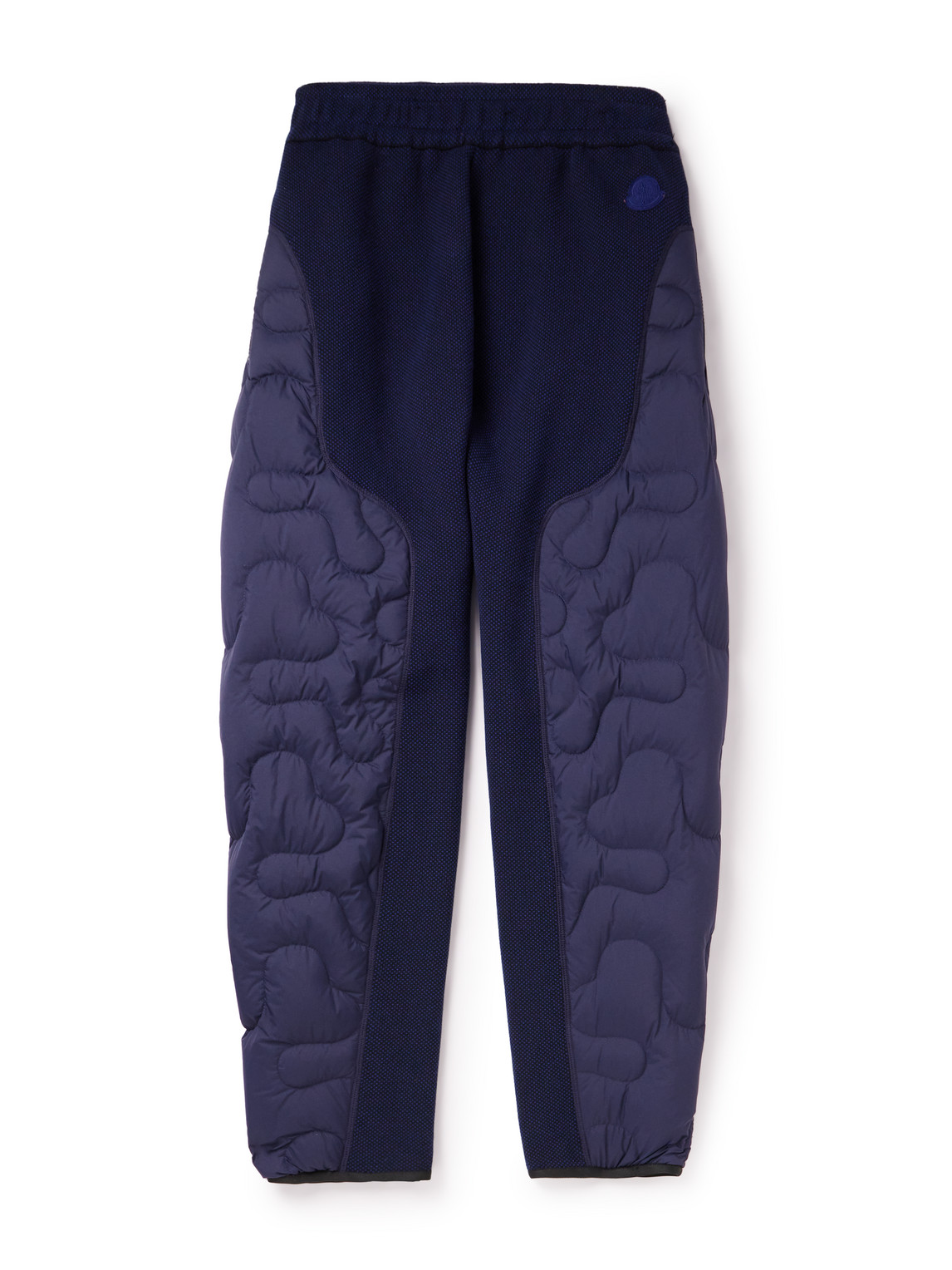 Shop Moncler Genius Salehe Bembury Cropped Tapered Padded Shell And Cotton-jersey Sweatpants In Blue