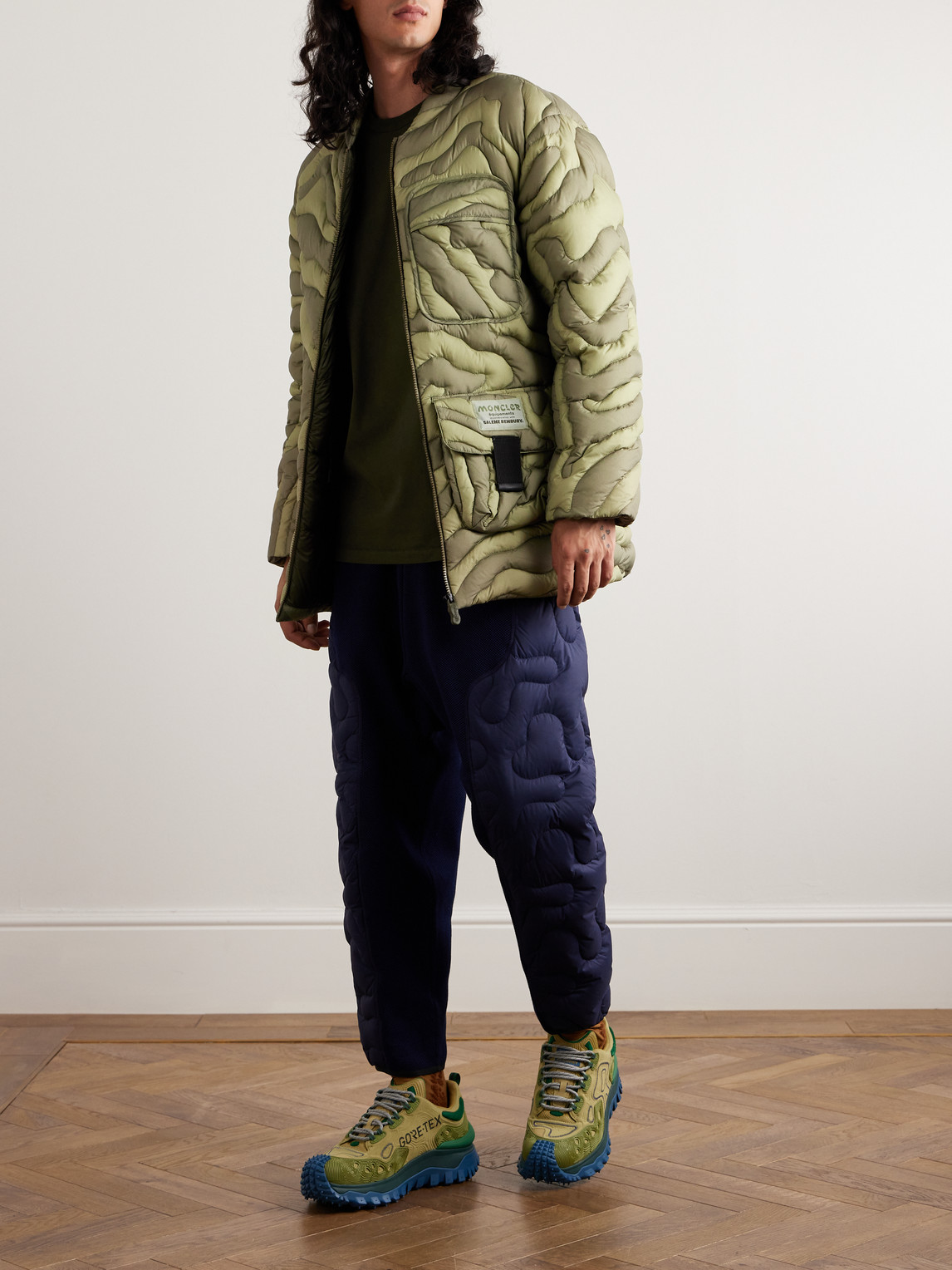 Shop Moncler Genius Salehe Bembury Peano Quilted Ripstop Down Jacket In Green