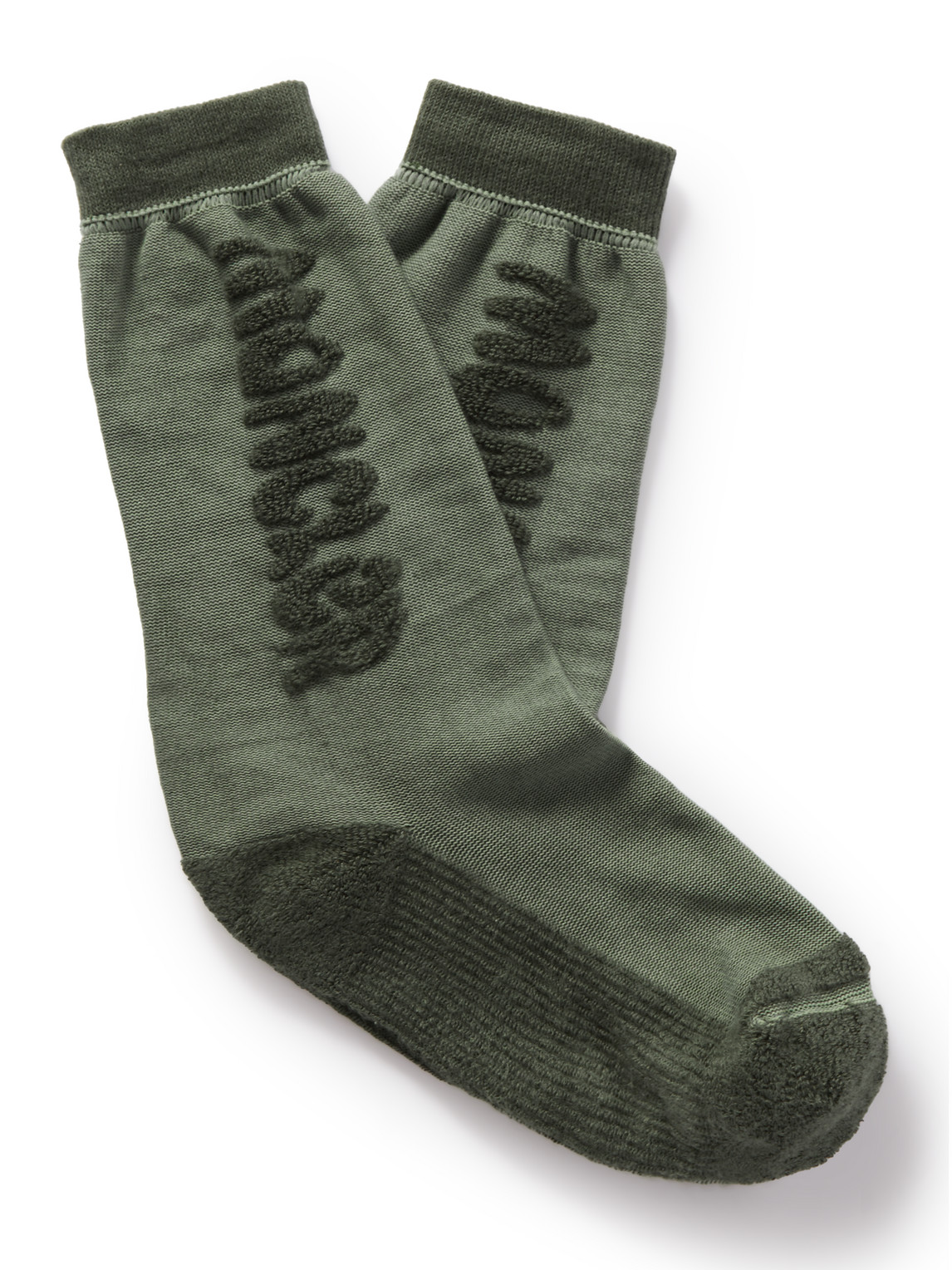 Moncler Genius Salehe Bembury Terry-trimmed Cotton-blend Socks In Green