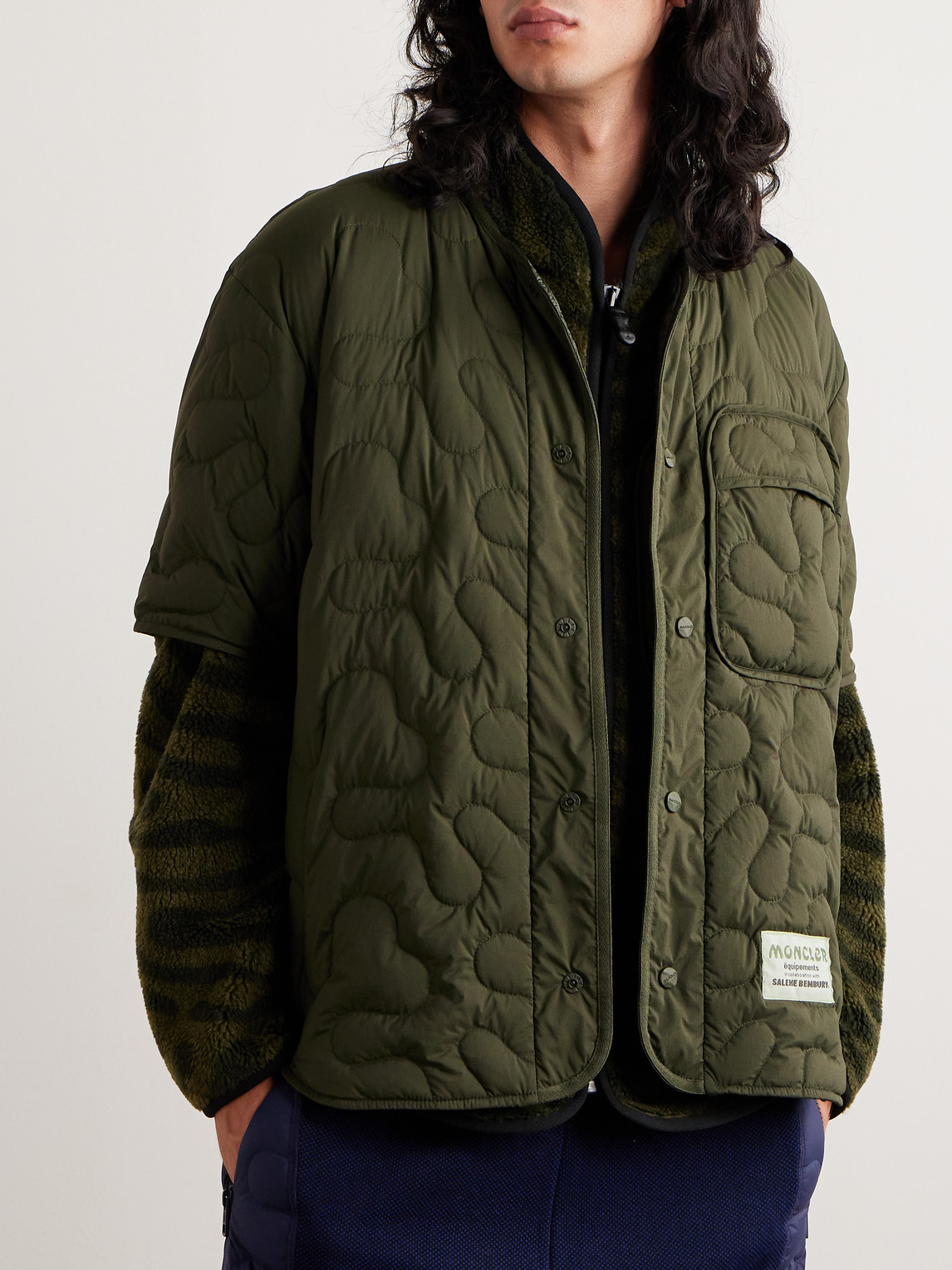 Shop Moncler Genius Salehe Bembury Quilted Shell Down Overshirt In Green