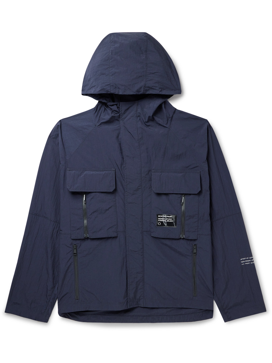 Moncler Genius 7 Moncler Frgmt Hiroshi Fujiwara Crinkled-shell Hooded Jacket In Blue
