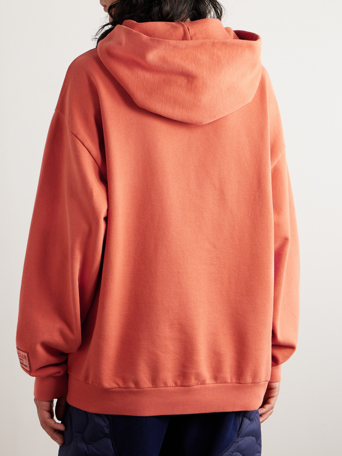 Shop Moncler Genius Salehe Bembury Oversized Logo-print Cotton-jersey Hoodie In Orange