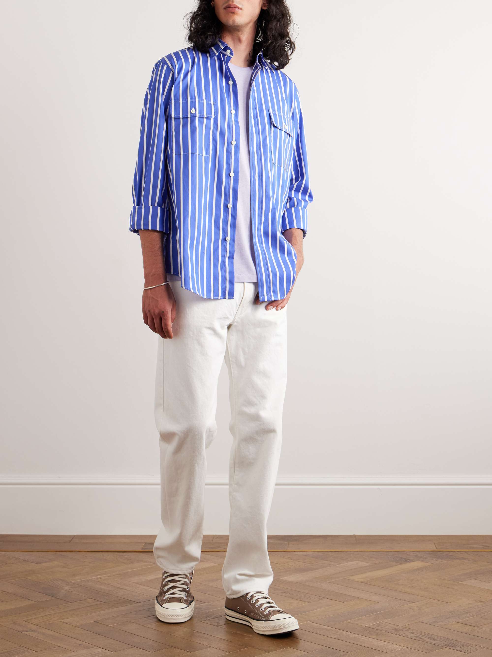 POLO RALPH LAUREN Cutaway-Collar Striped Cotton-Poplin Shirt for Men | MR  PORTER