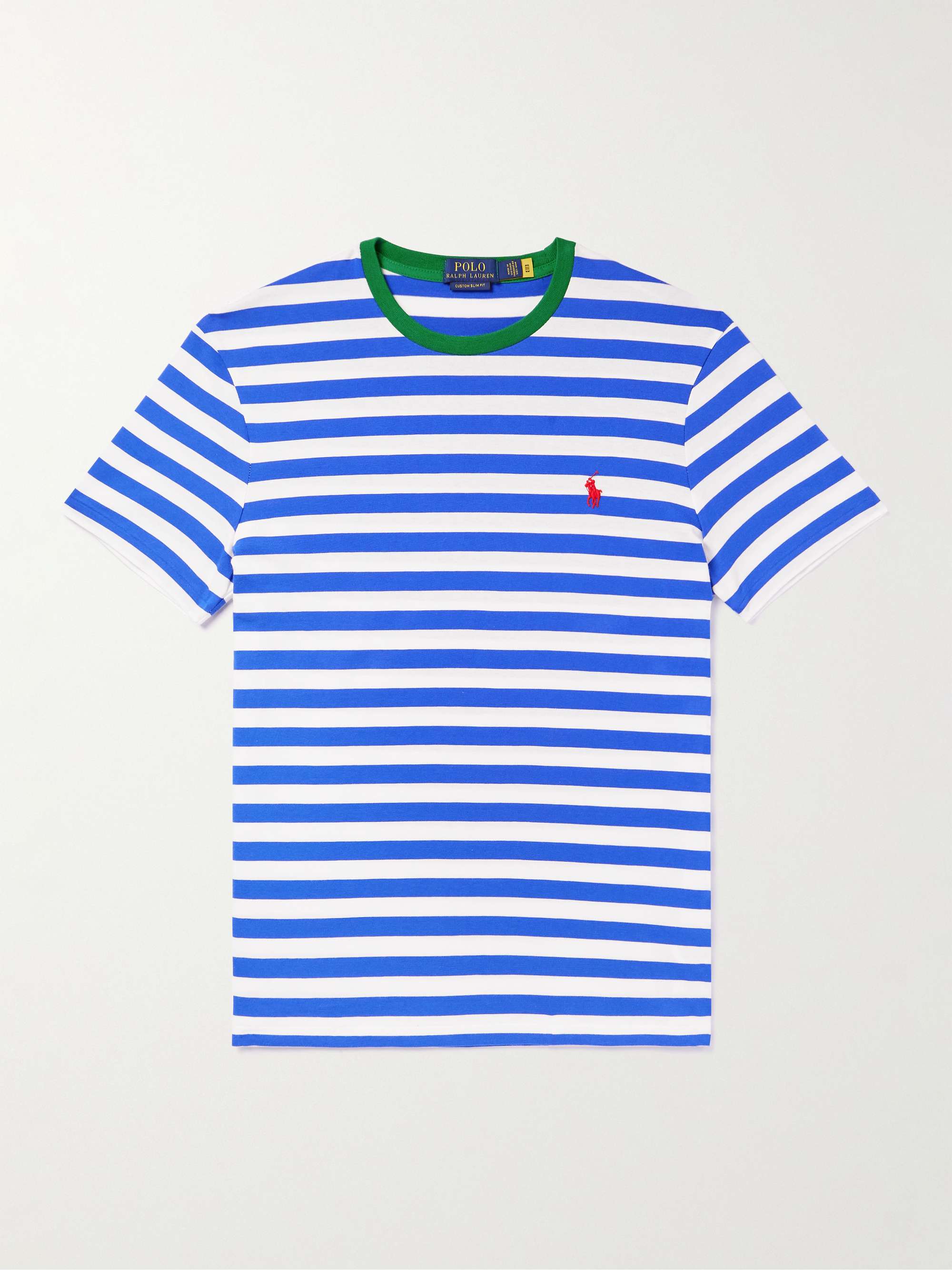 POLO RALPH LAUREN Logo-Embroidered Striped Cotton-Jersey T-Shirt for Men |  MR PORTER