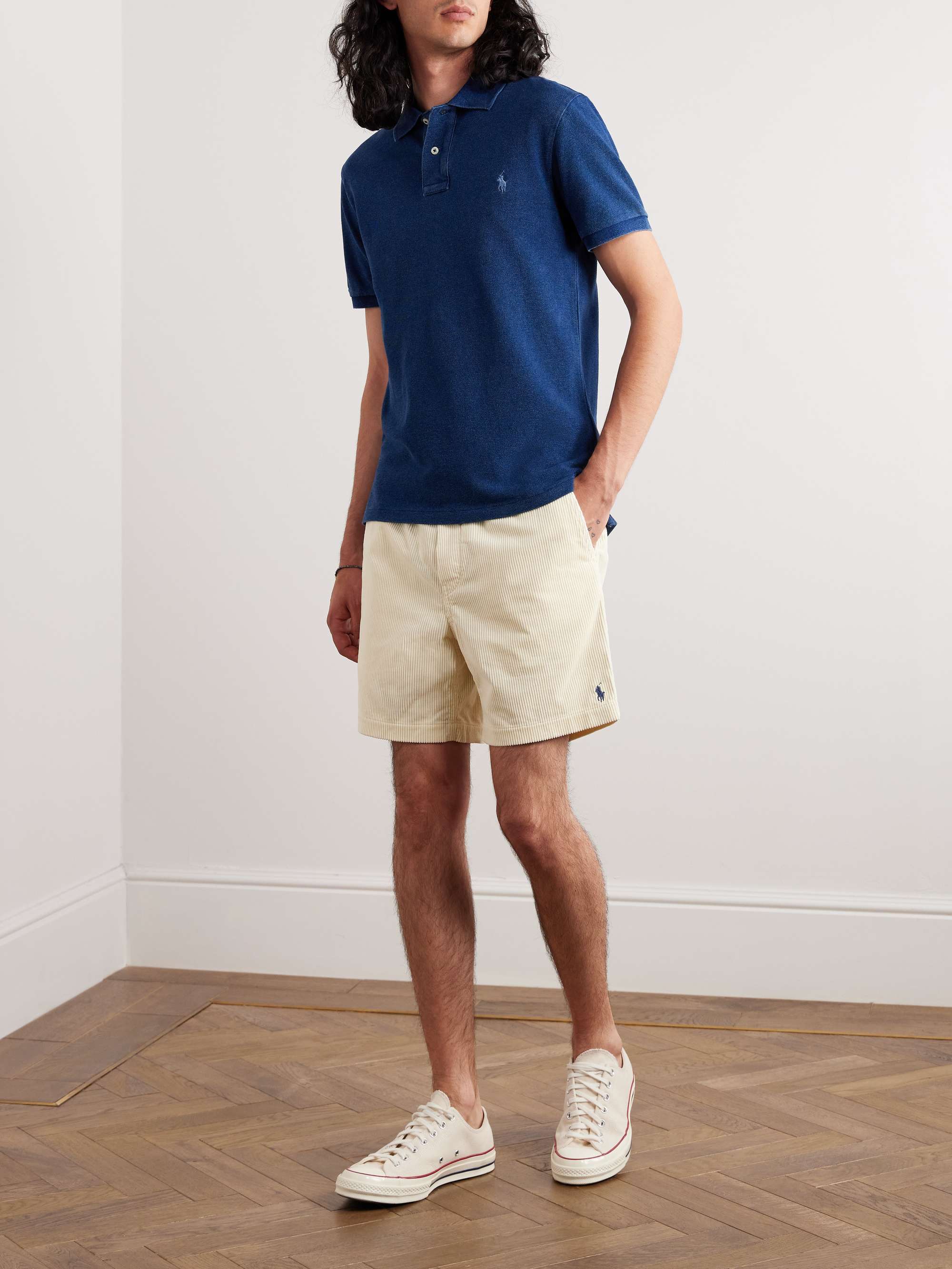 POLO RALPH LAUREN Straight-Leg Logo-Embroidered Cotton-Corduroy Shorts ...