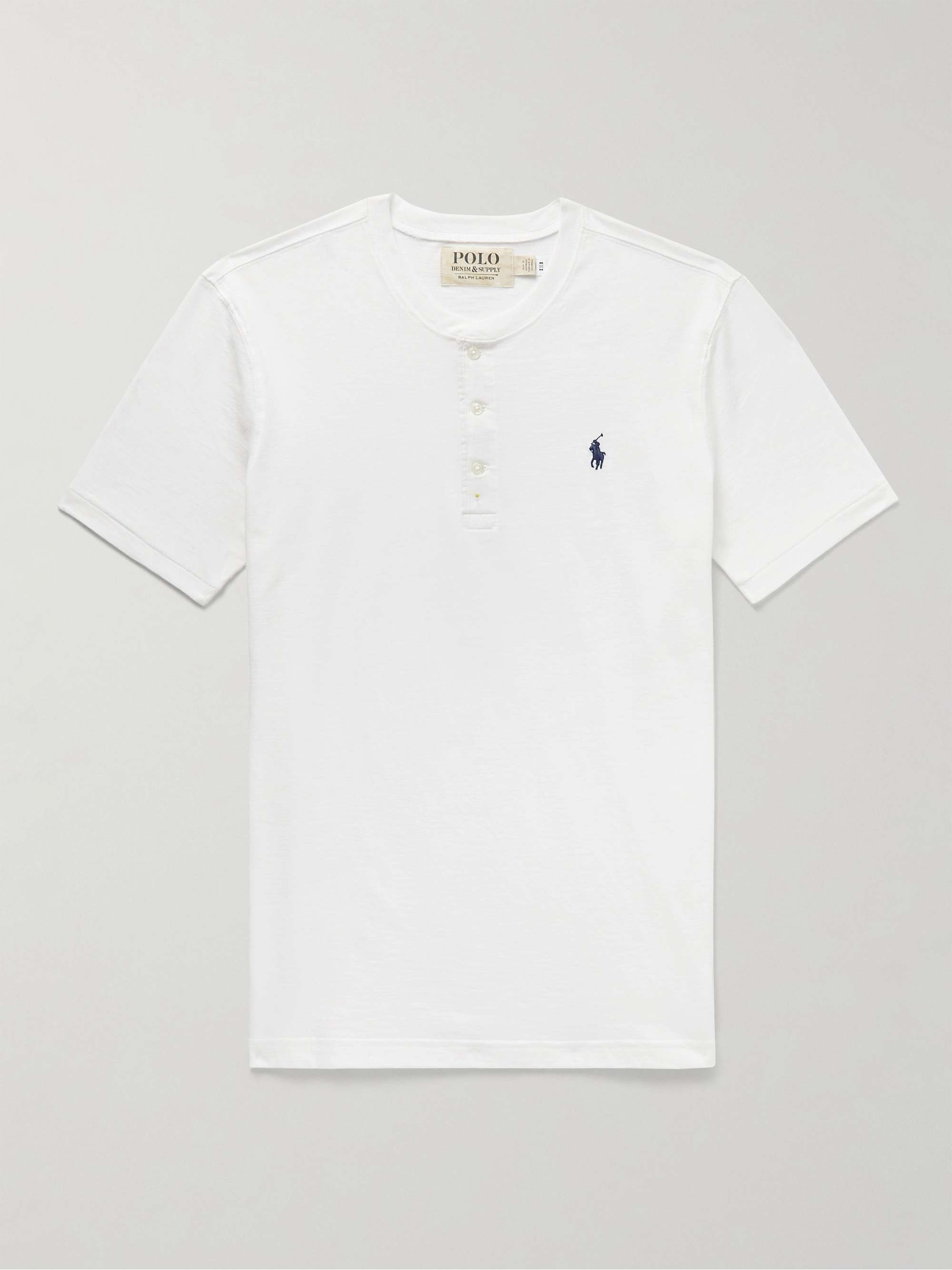 Logo-Embroidered Cotton-Jersey Henley T-Shirt