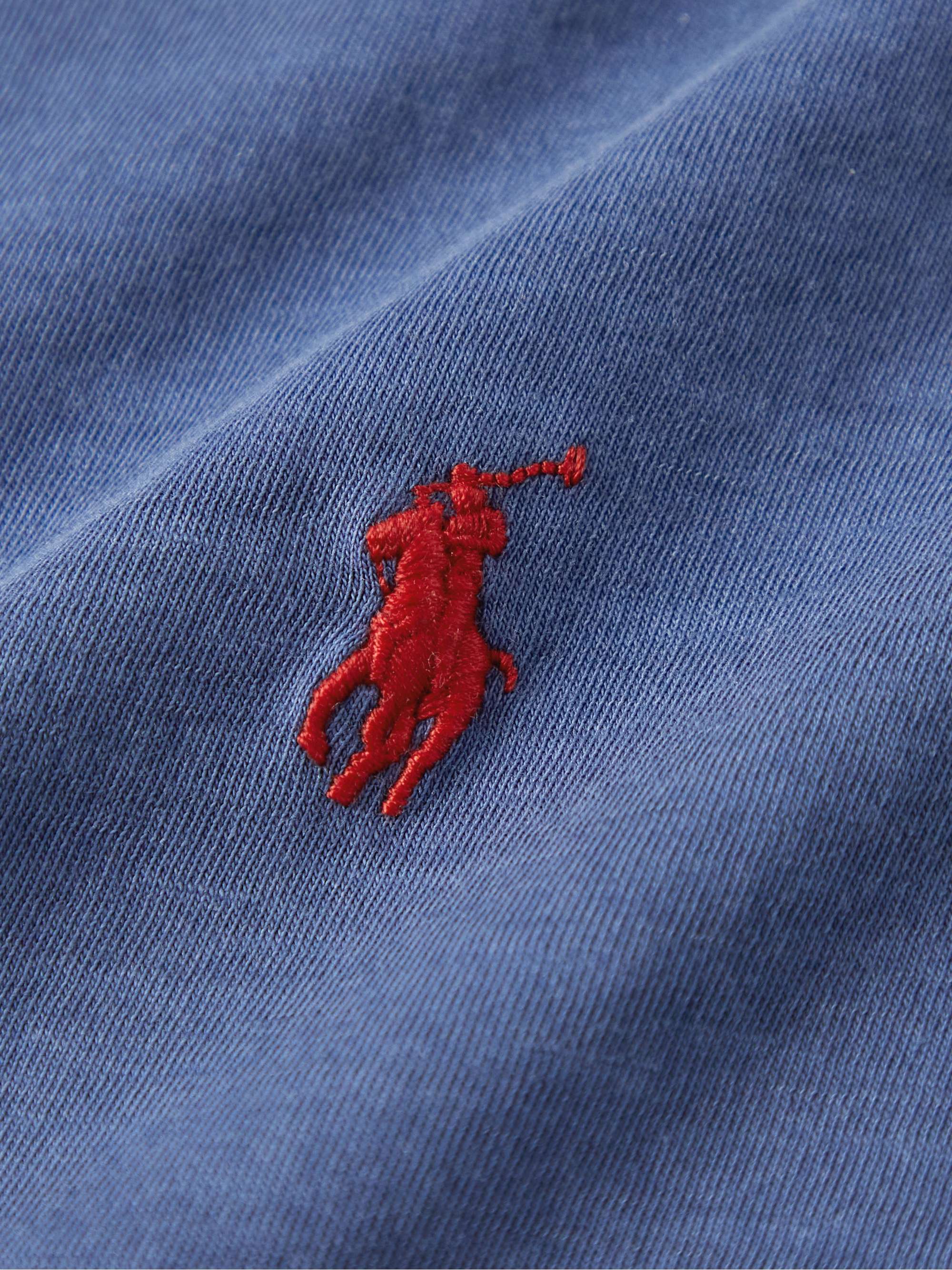 POLO RALPH LAUREN Logo-Embroidered Cotton-Jersey Henley T-Shirt for Men ...