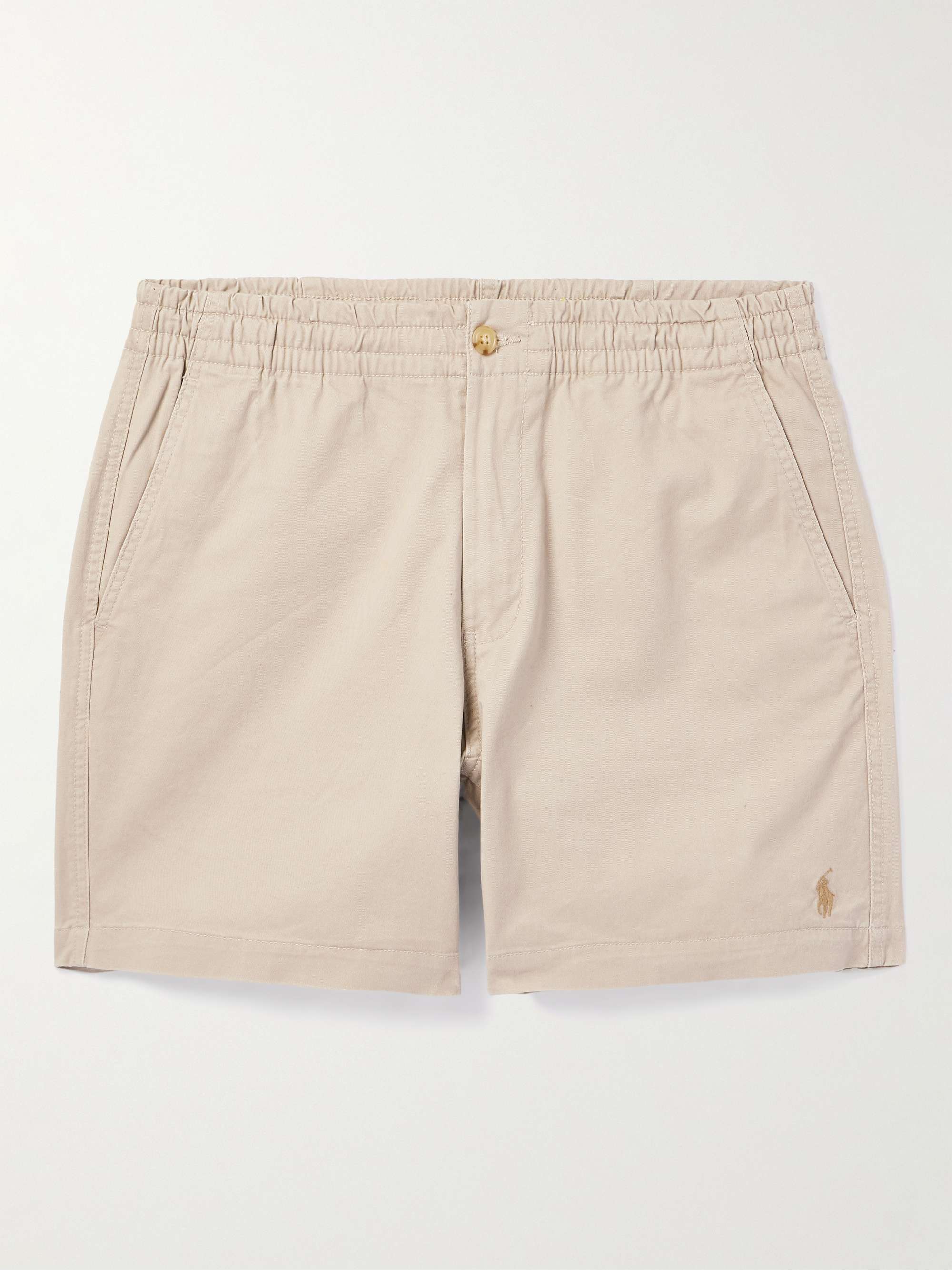 Straight-Leg Stretch-Cotton Twill Drawstring Shorts