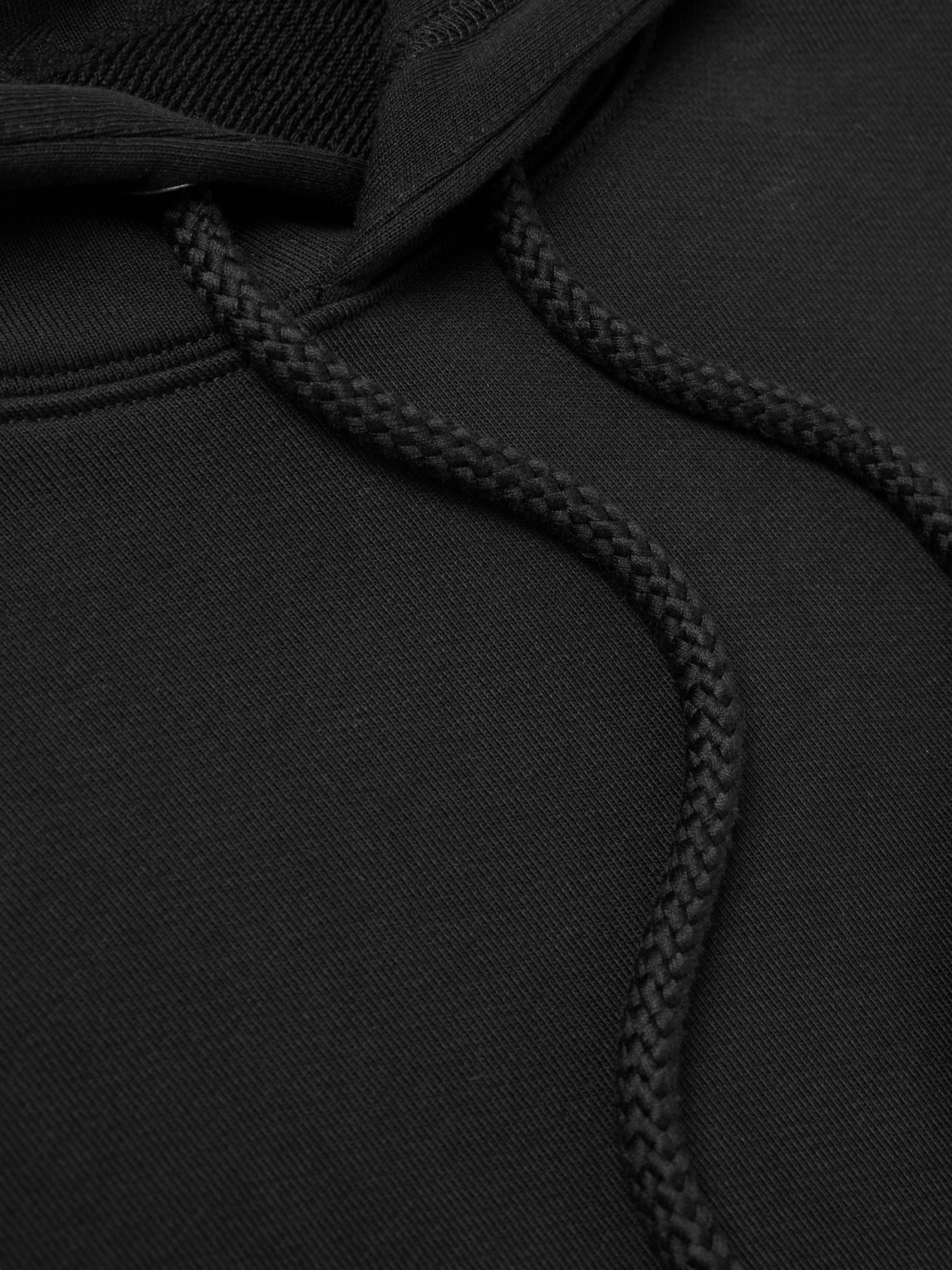 Shop Loewe Logo-debossed Leather-trimmed Cotton-jersey Hoodie In Black