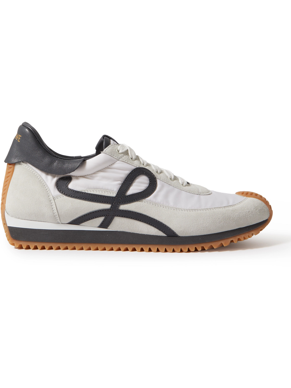 Shop Loewe Flow Runner Leather-trimmed Suede And Shell Sneakers In White