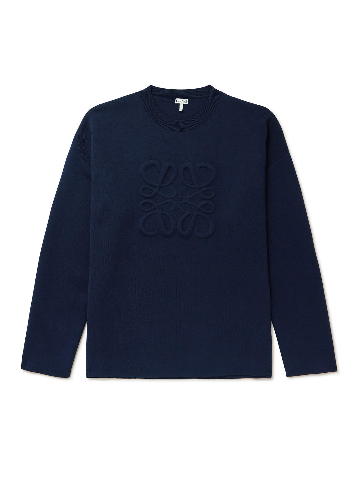 Loewe Logo-debossed Wool-blend Sweater In Blue