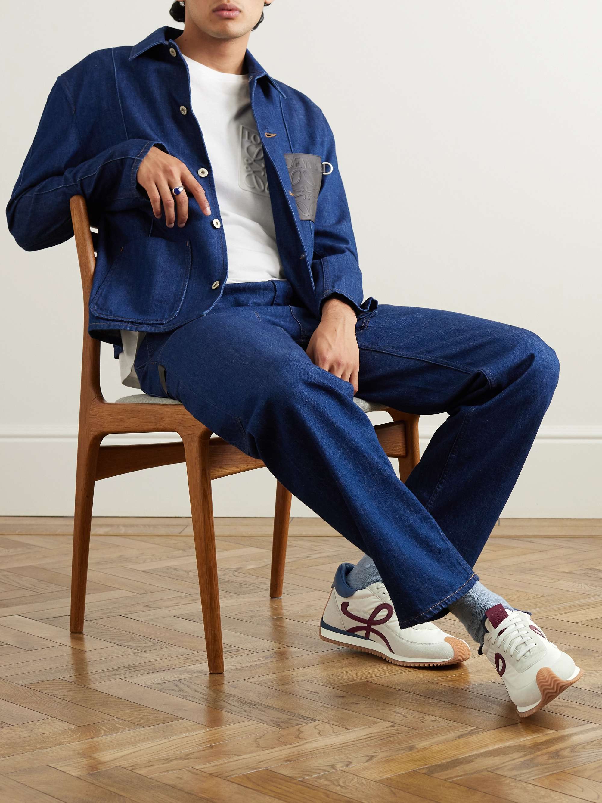 LOEWE Flow Runner Leather Trimmed Suede and Shell Sneakers for Men