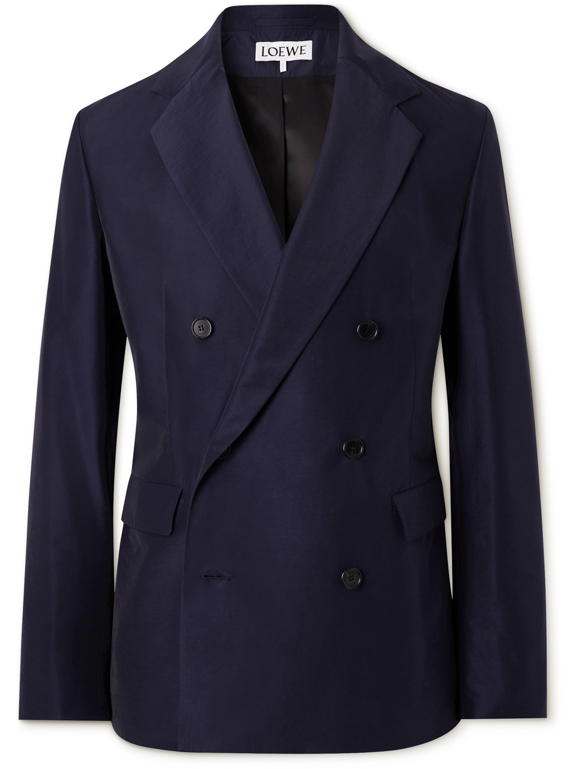 Loewe Unstructured Double-breasted Wool-blend Blazer In Blue