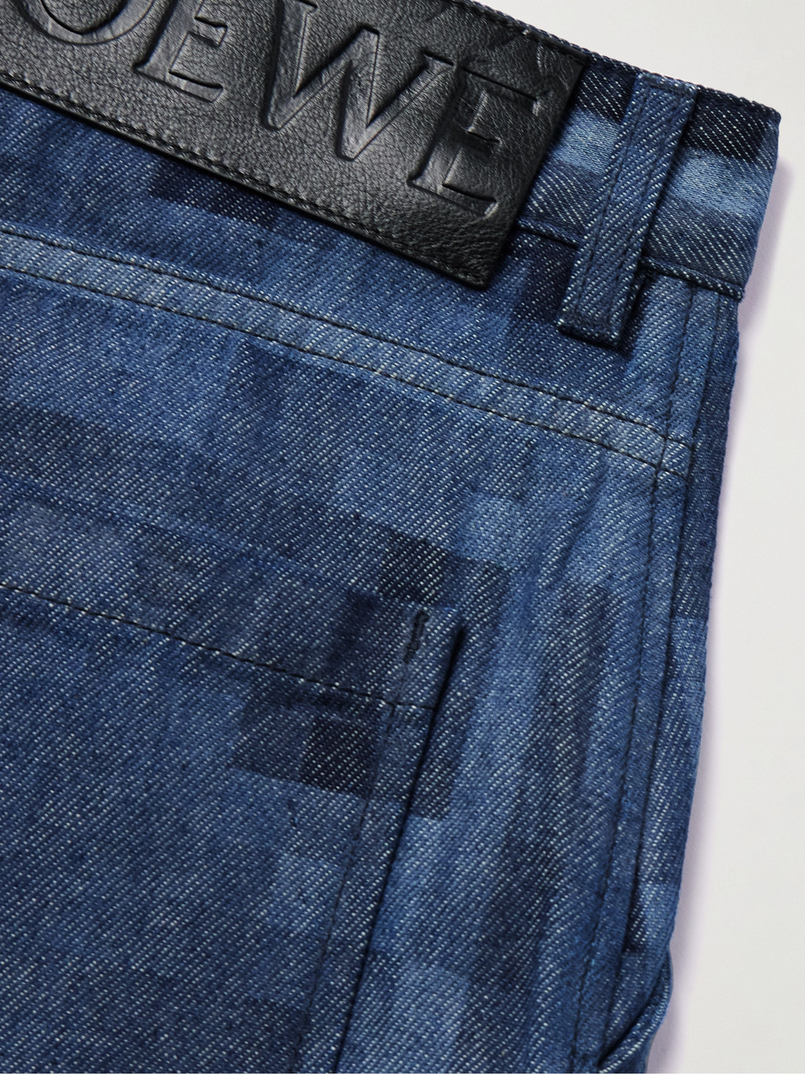 Shop Loewe Pixelated Straight-leg Printed Jeans In Blue