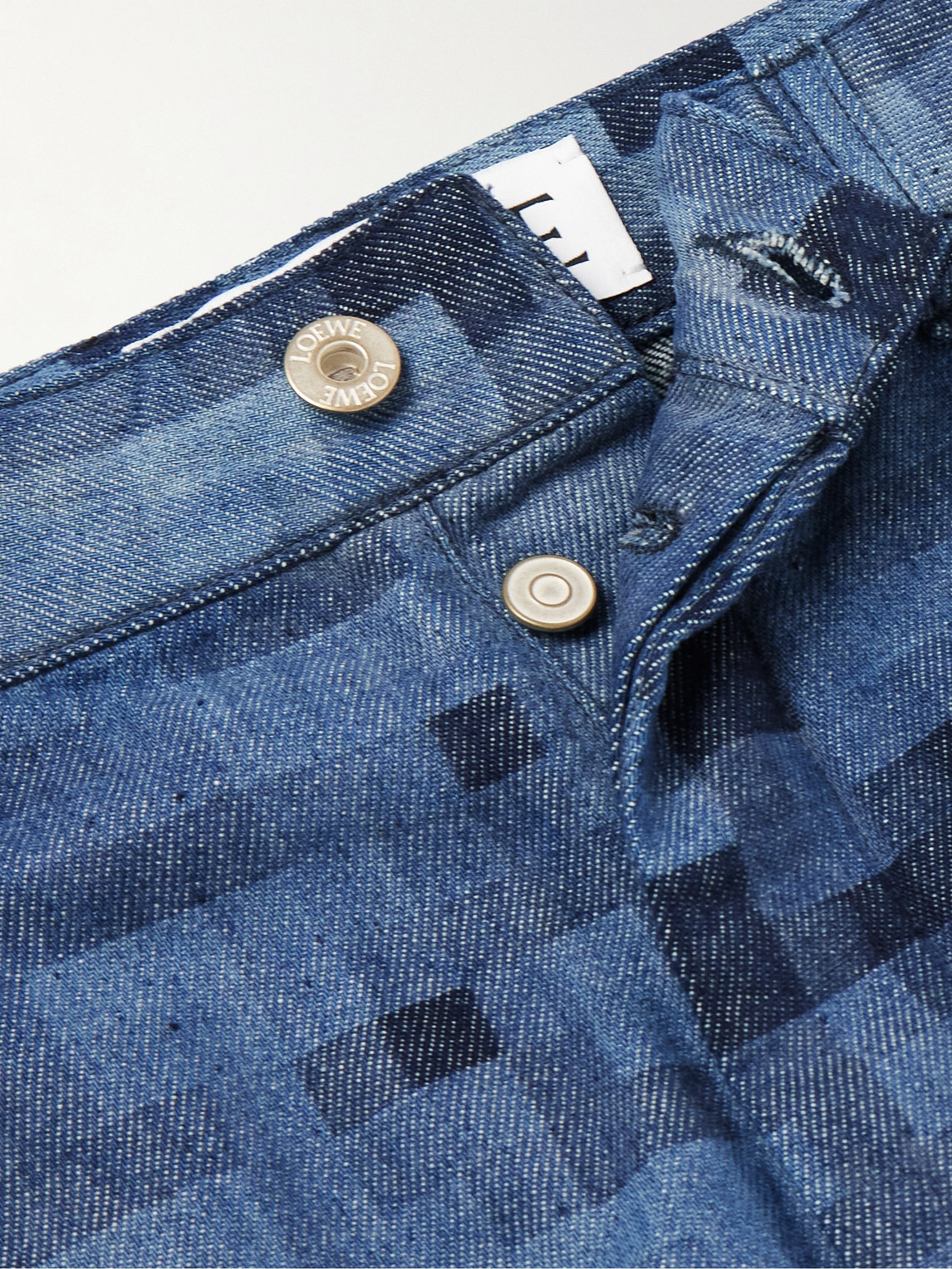 Shop Loewe Pixelated Straight-leg Printed Jeans In Blue