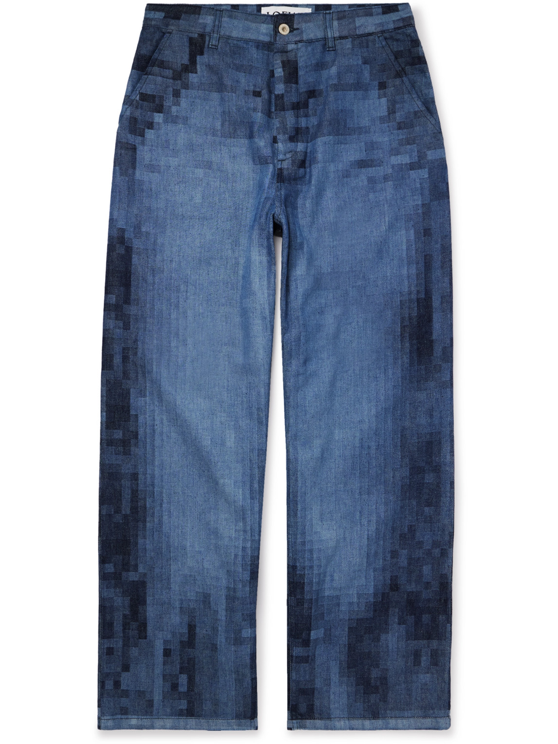 Loewe Pixelated Straight-leg Printed Jeans In Blue