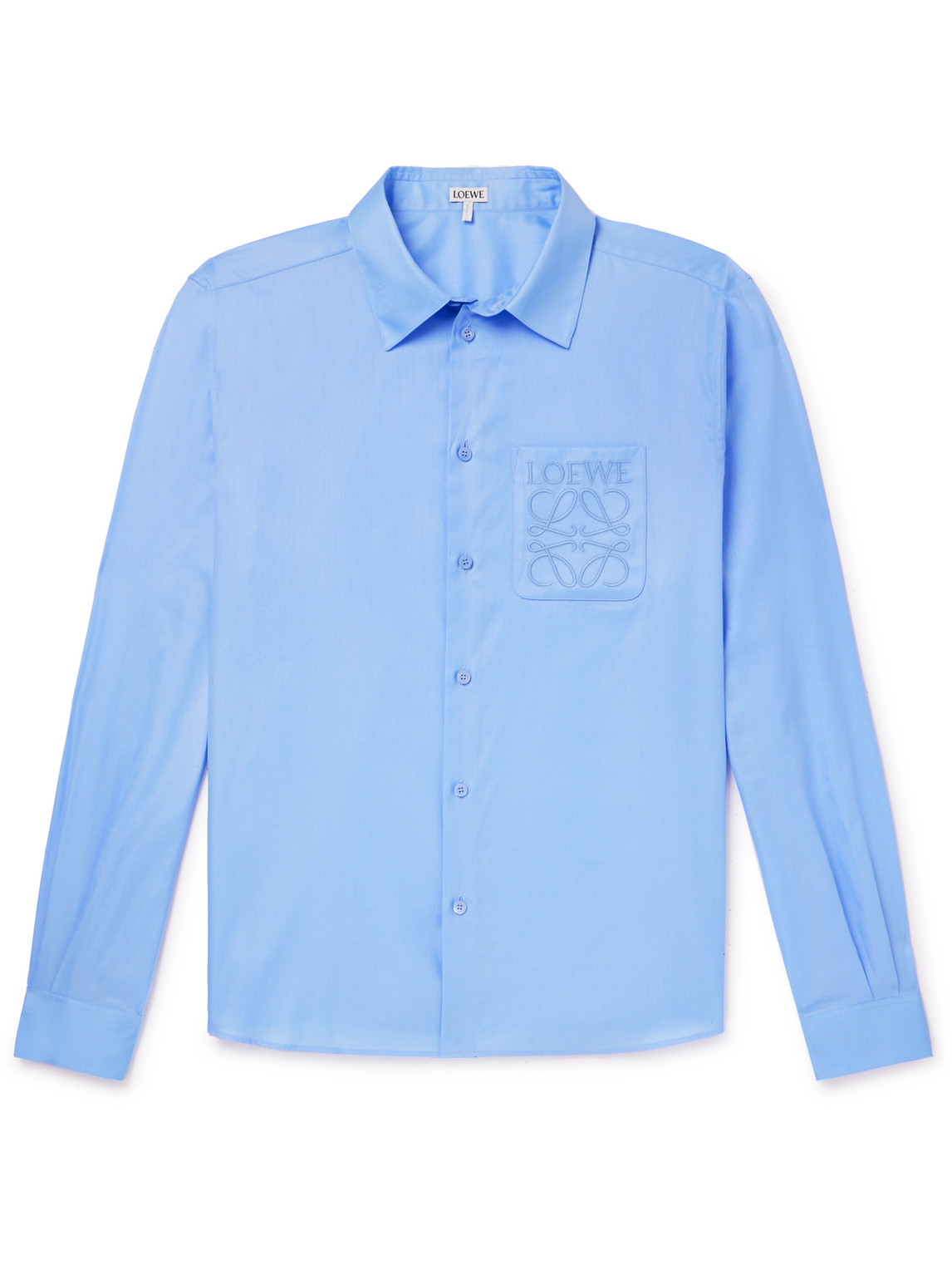 Loewe Logo-embroidered Cotton-twill Shirt In Blue