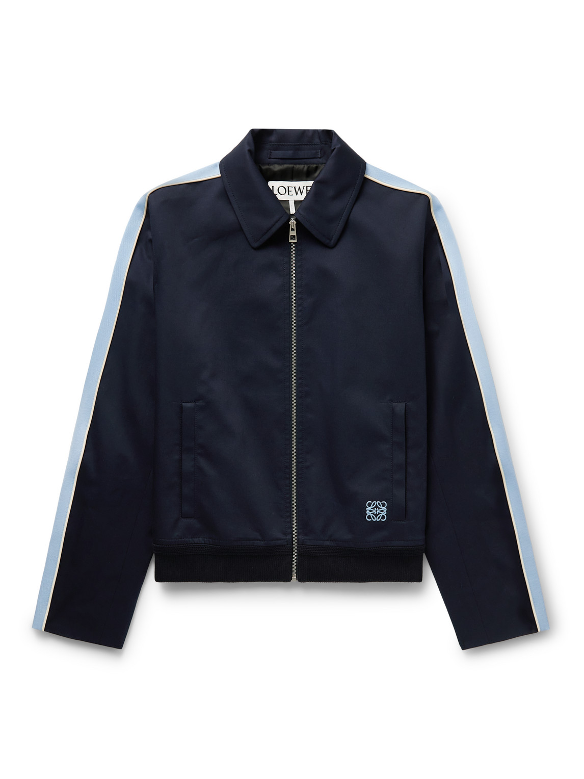 LOEWE WEBBING-TRIMMED COTTON-BLEND TWILL TRACK JACKET