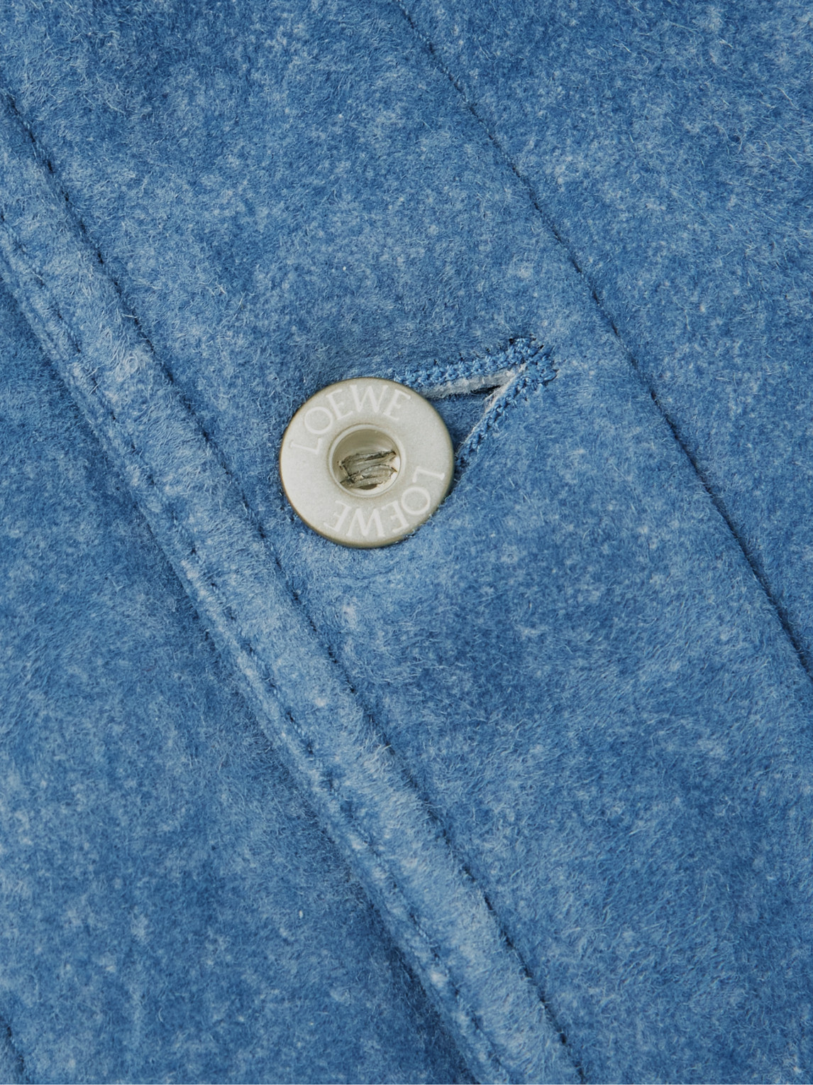 Shop Loewe Shearling Jacket In Blue