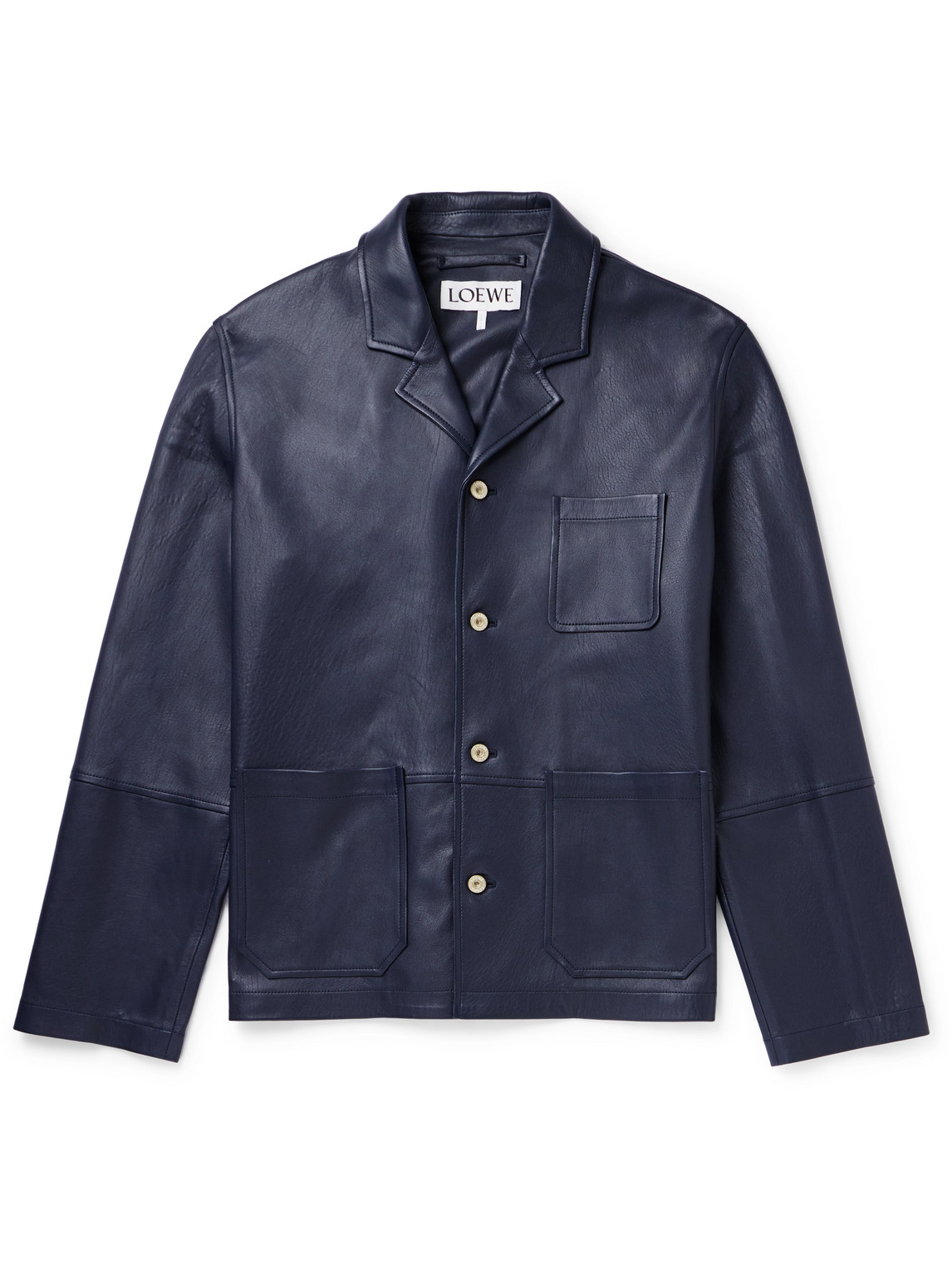 Loewe Leather Jacket In Blue
