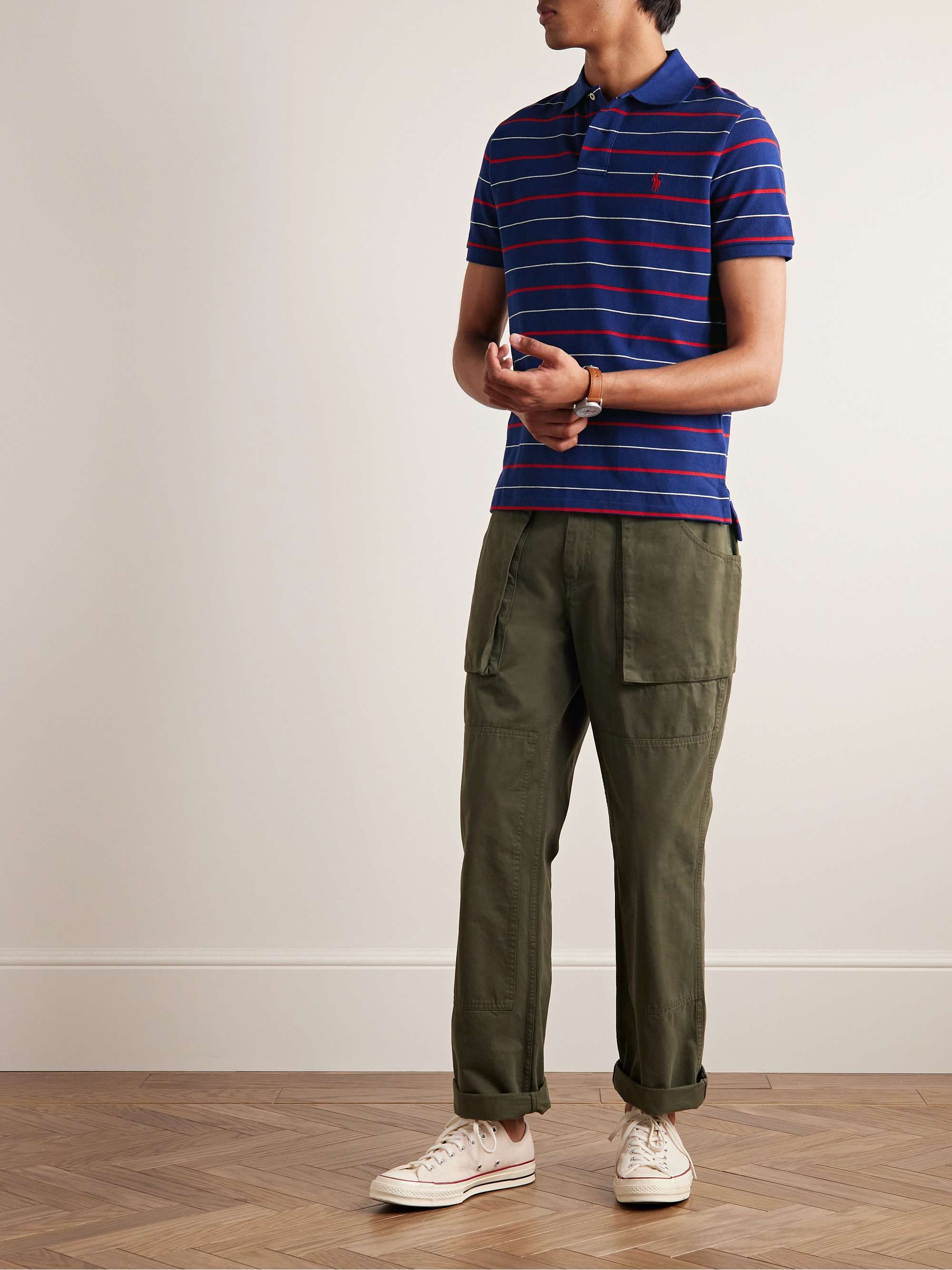 POLO RALPH LAUREN Slim-Fit Striped Cotton-Piqué Polo Shirt for Men | MR ...